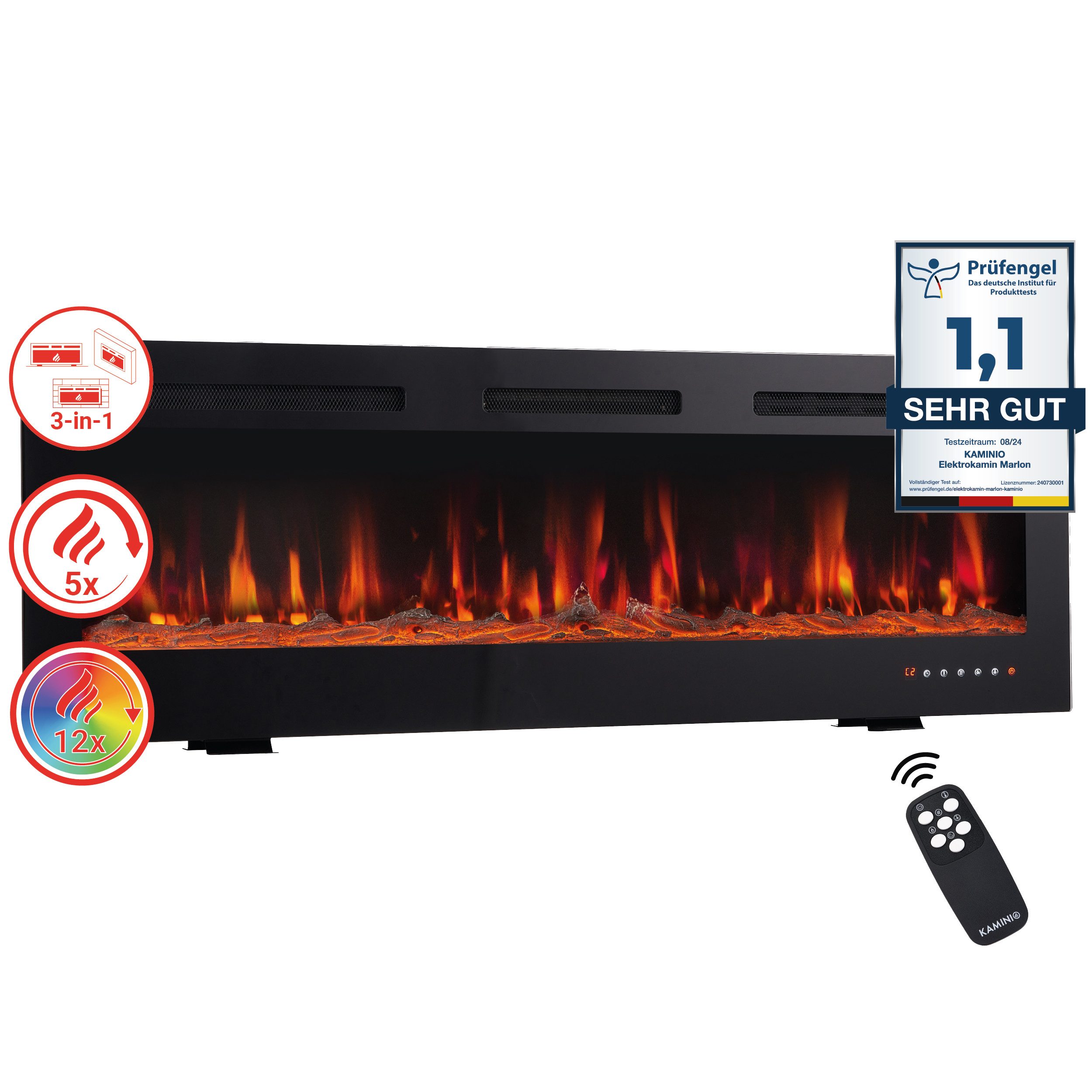 KAMINIO Elektrokamin MARLON, 3in1 Kamin: Elektrischer