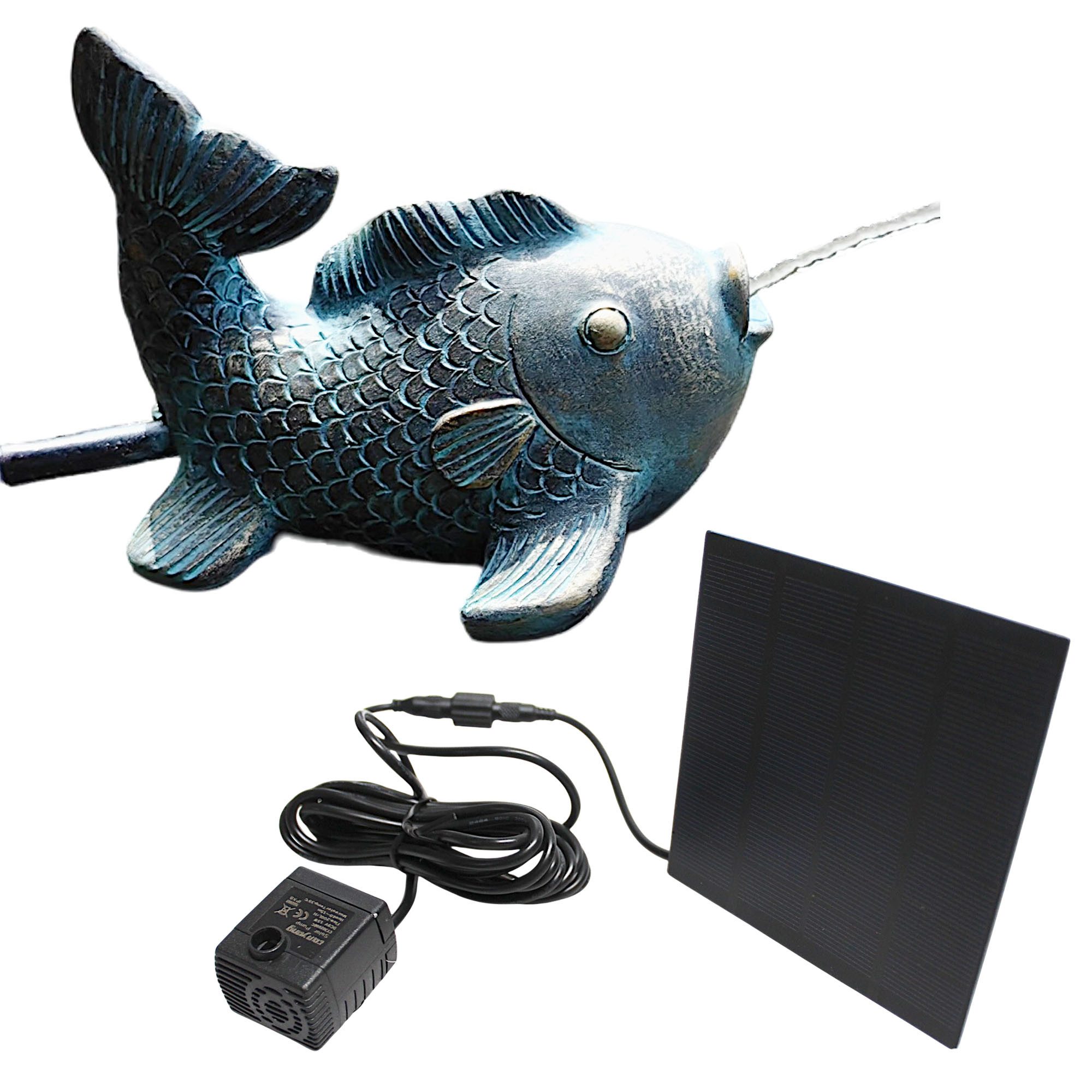 Arnusa Wasserspeier Karpfen solarbetrieben Teichfigur mit