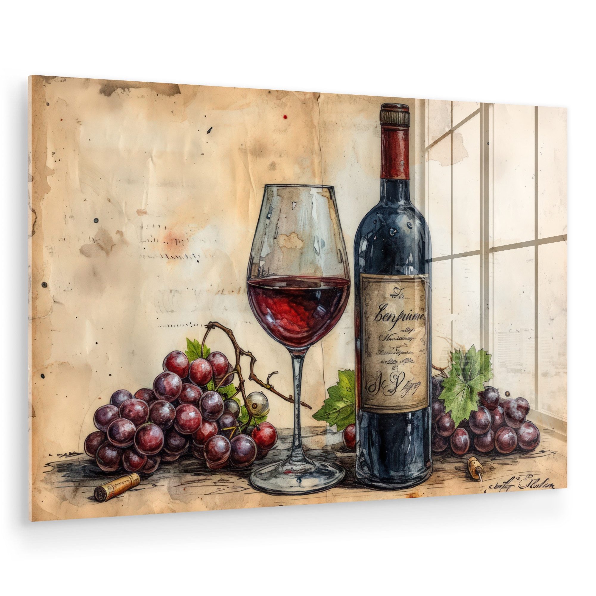 MuchoWow Acrylglasbild Wein - Trauben -
