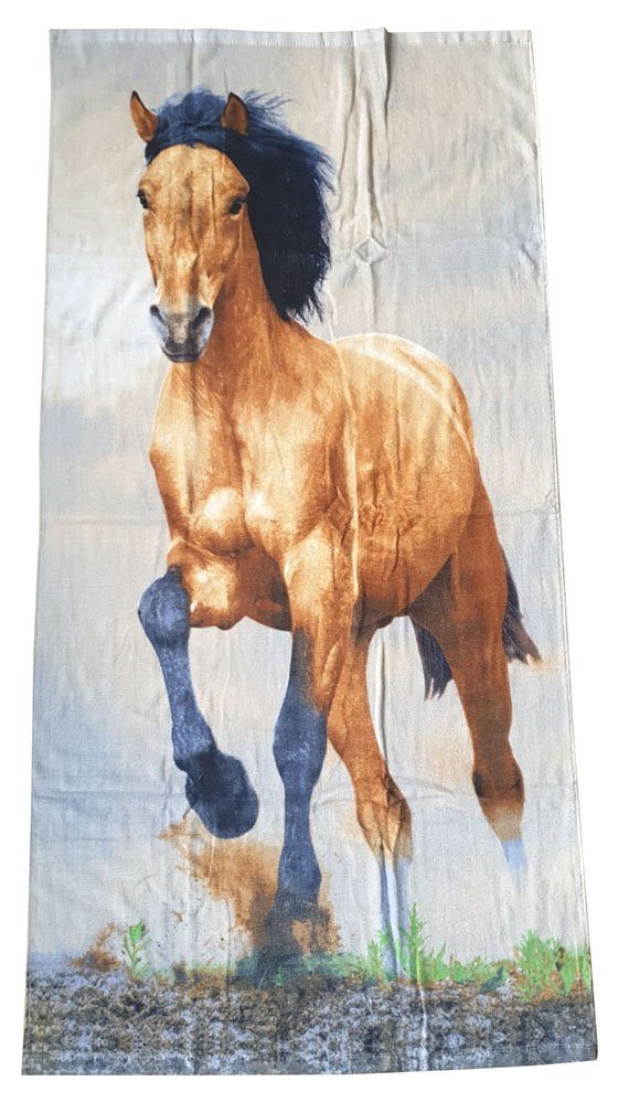 Jerry Fabrics Handtuch Strandtuch Badetuch Pferdemotiv,