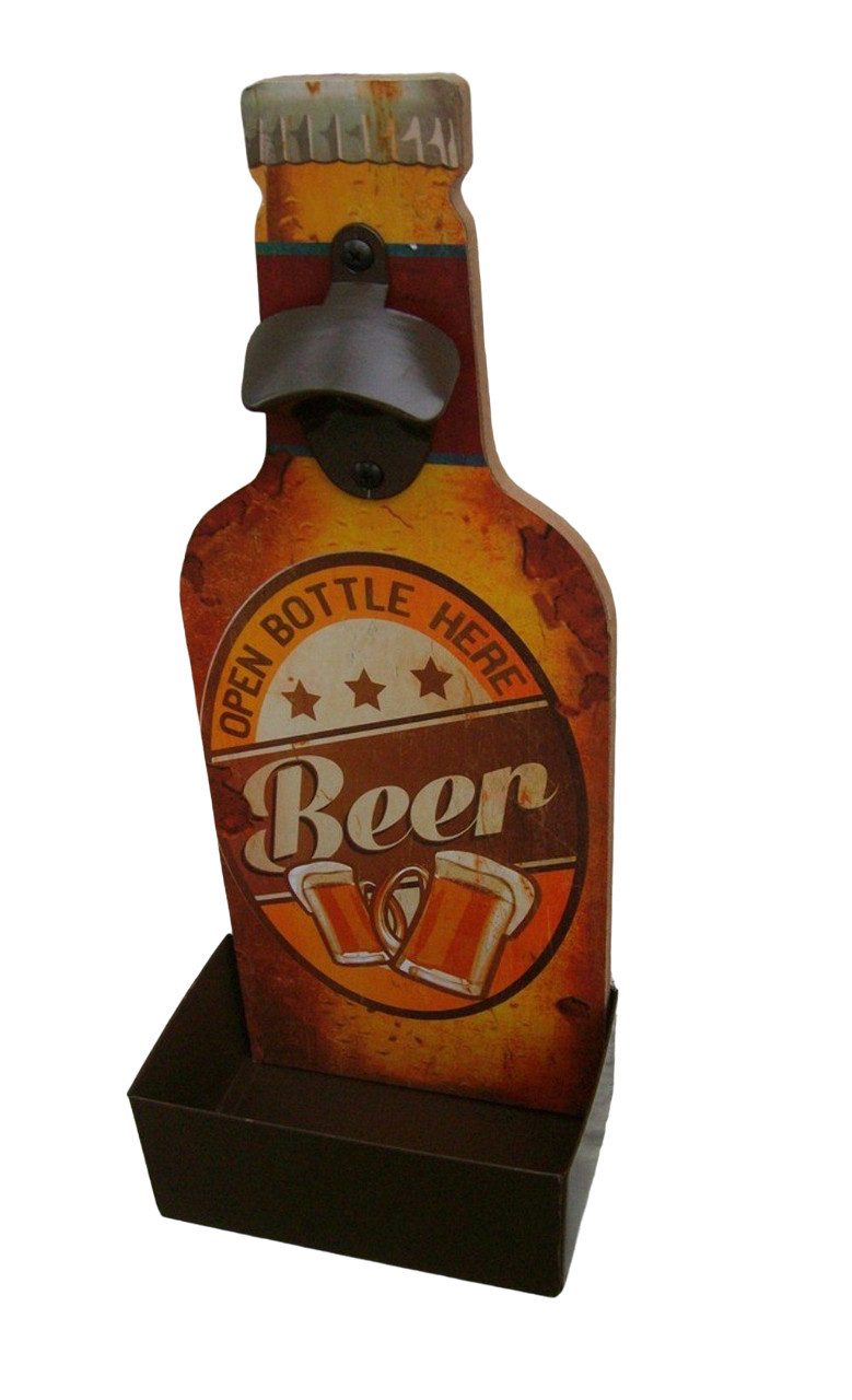 Deko-Impression Flaschenöffner Praktischer Wandflaschenöffner Wandkapselöffner beer....open