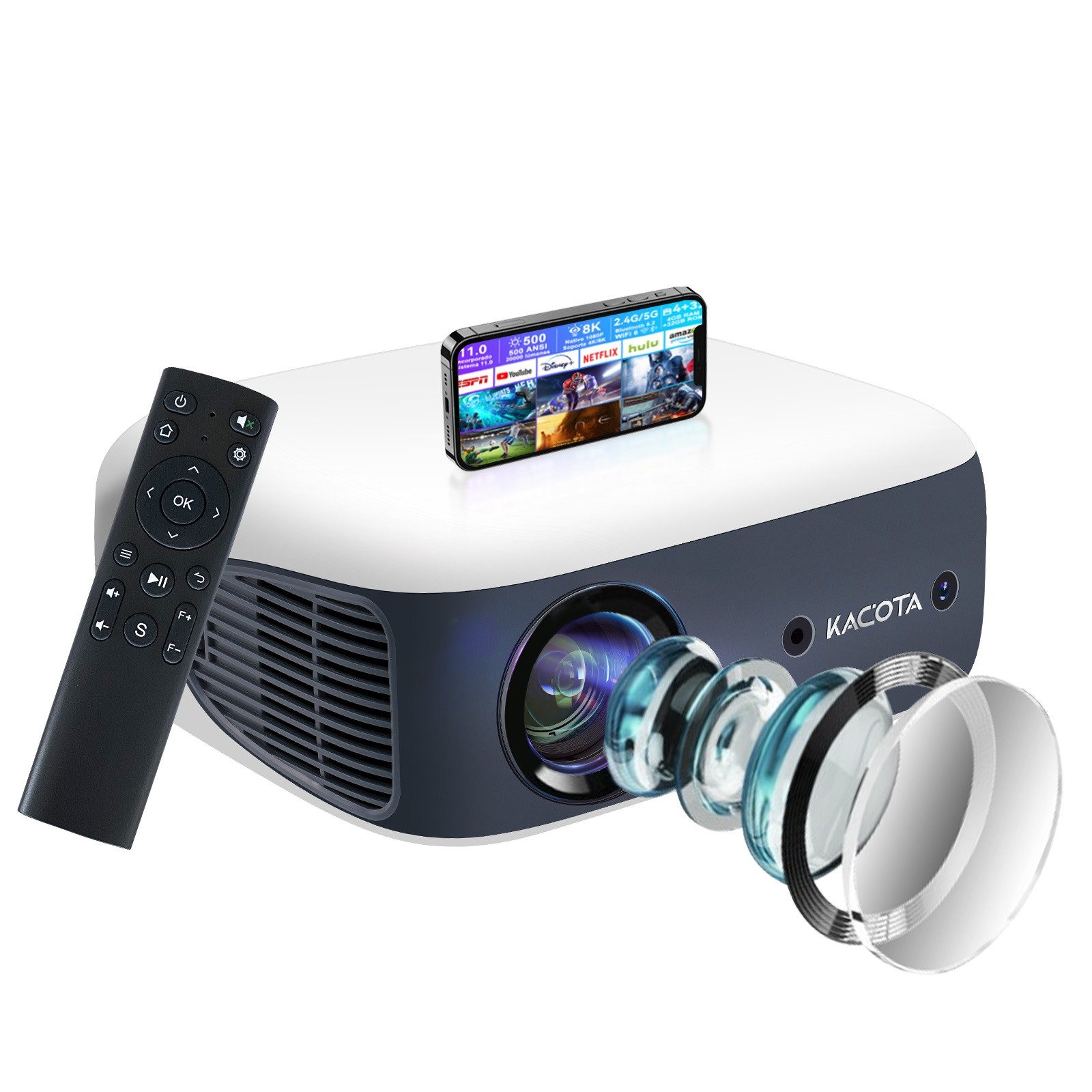 DOPWii 4K Projektor, Beamer mit 500