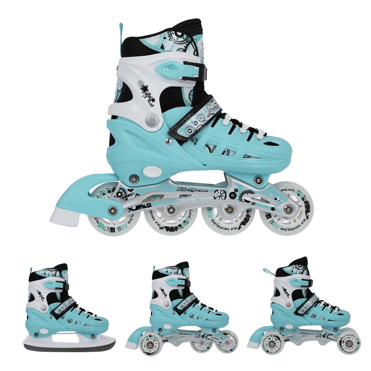 NILS EXTREME Inlineskates 4-IN-1 Inliner Schlittschuhe