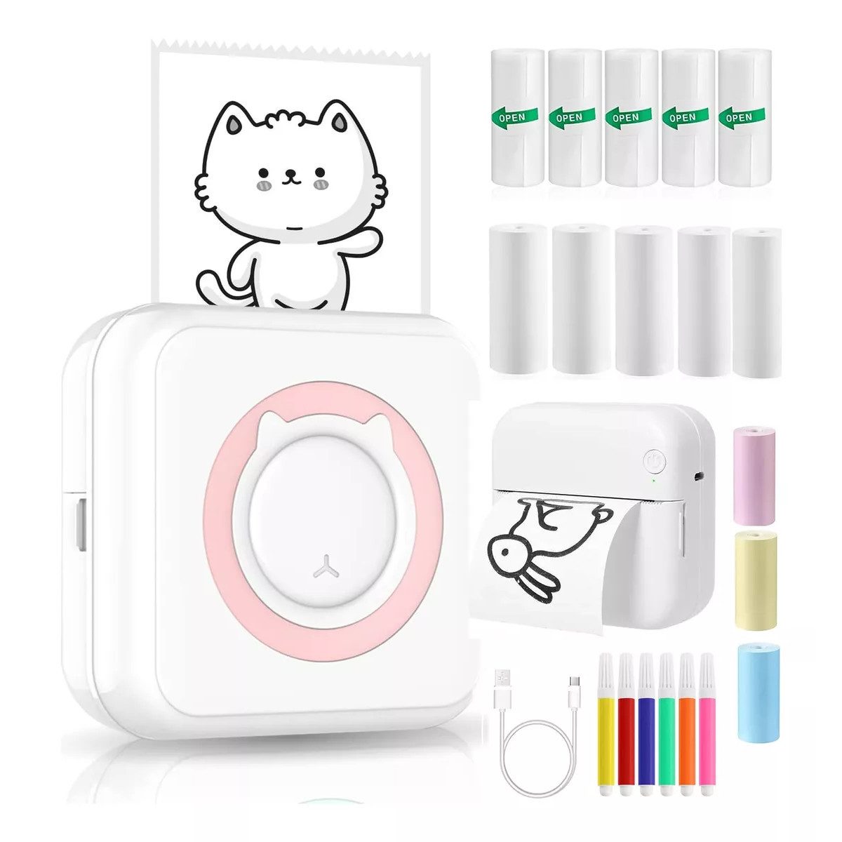 ZEUOPQ Thermodrucker Mini-Multifunktionsdrucker Bluetooth Etikettendrucker Etikettendrucker,