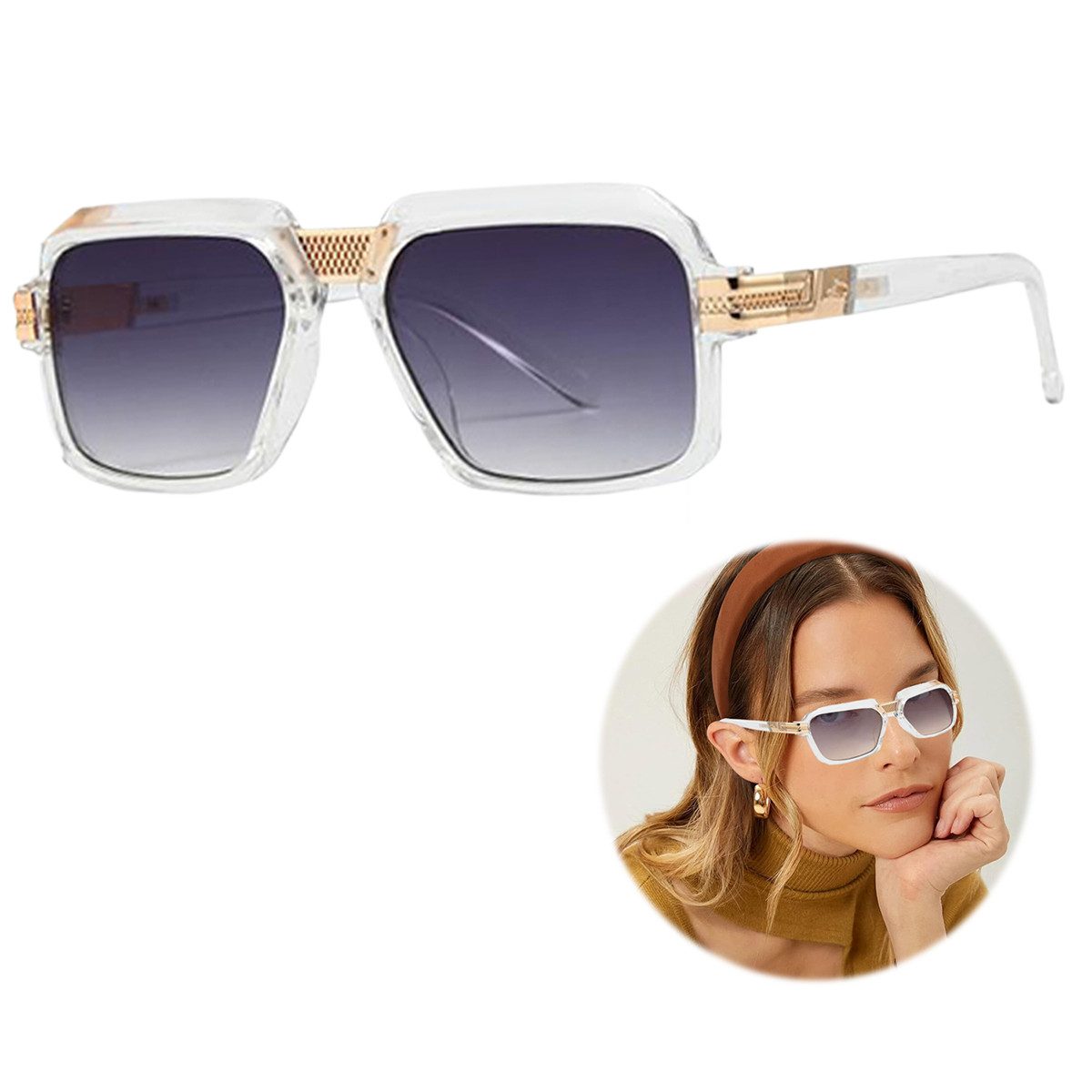 RWEUOQ Sonnenbrille Sonnenbrille Damen Herren UV-Schutz