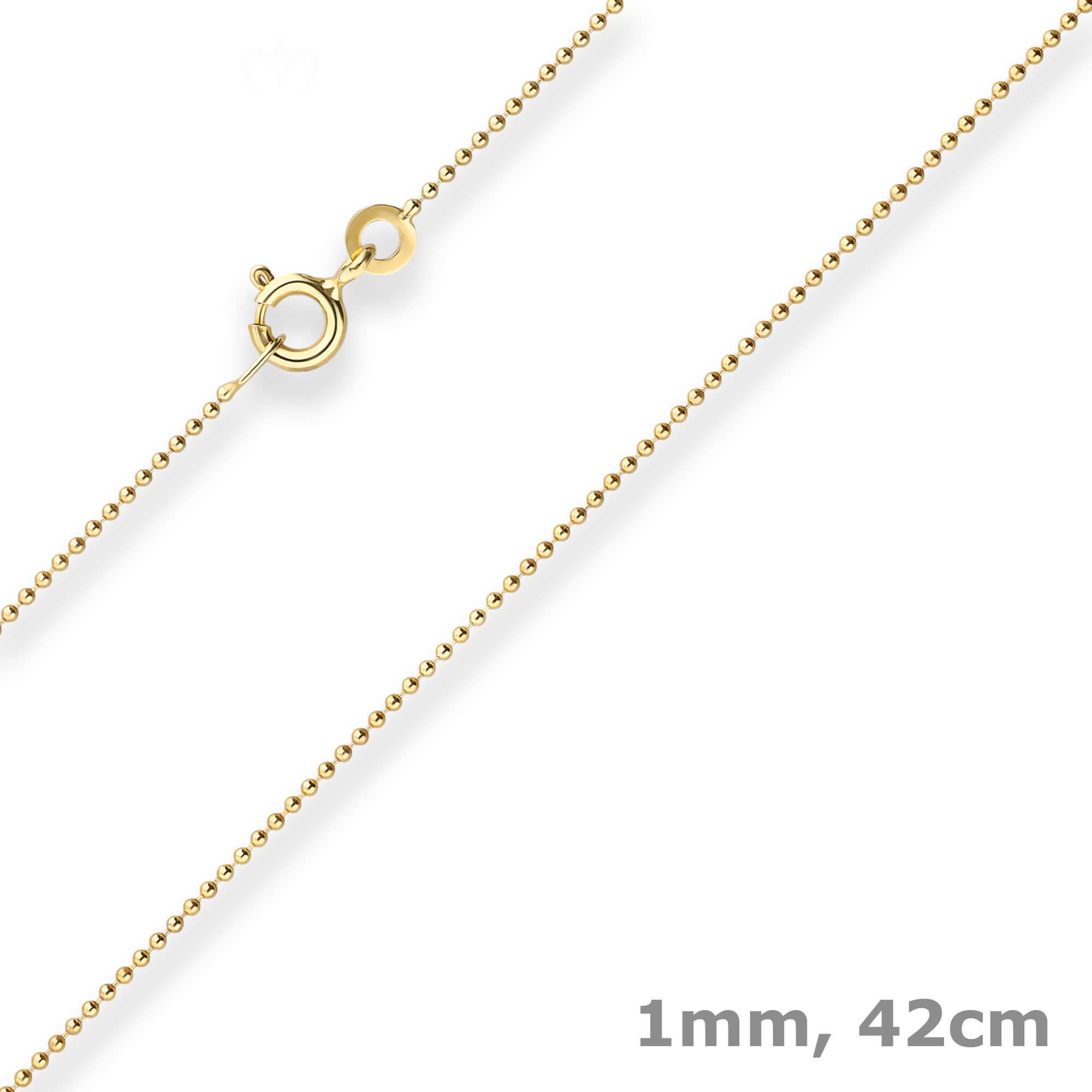Schmuck Krone Goldkette 1mm Kugelkette aus