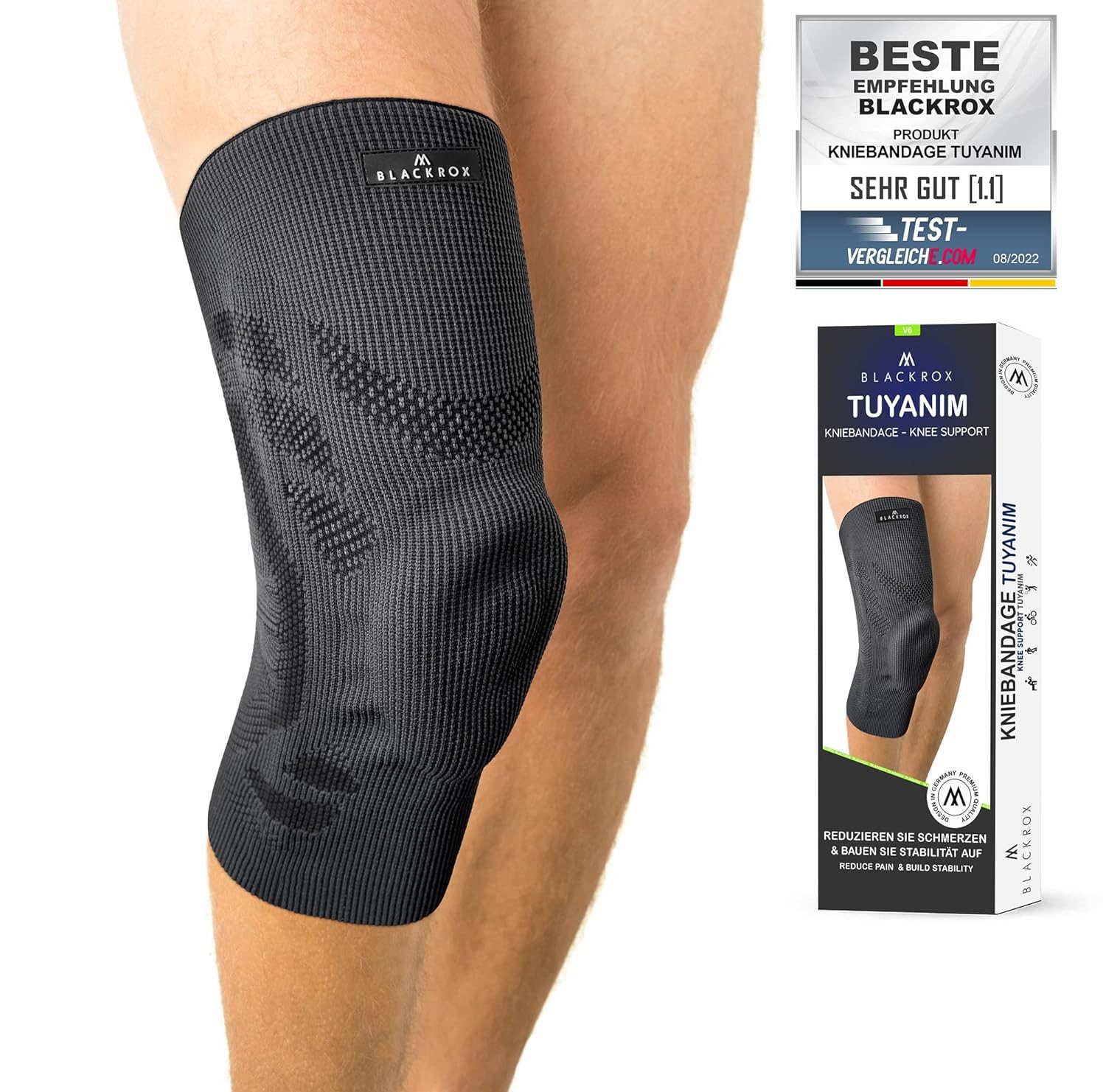 BLACKROX Kniebandage [Vergleichssieger 2024] TUYANIM, Gr.