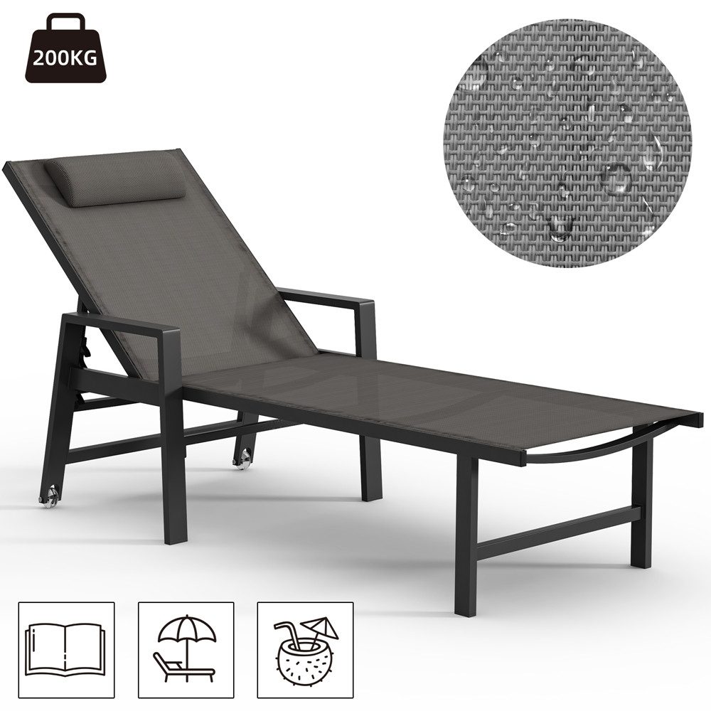 Melko Gartenliege Relaxliege Aluminium Sonnenliege mit