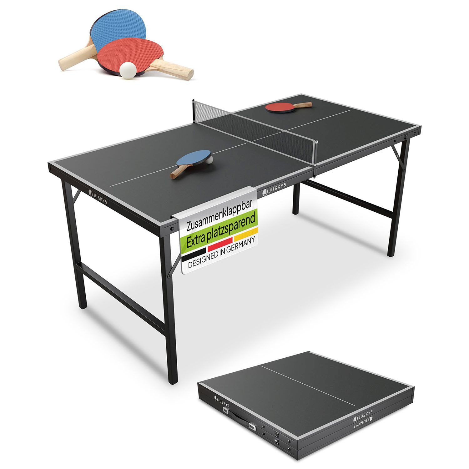 Juskys Spieltisch Flexi, Mini-Tischtennisplatte, Tisch klappbar,