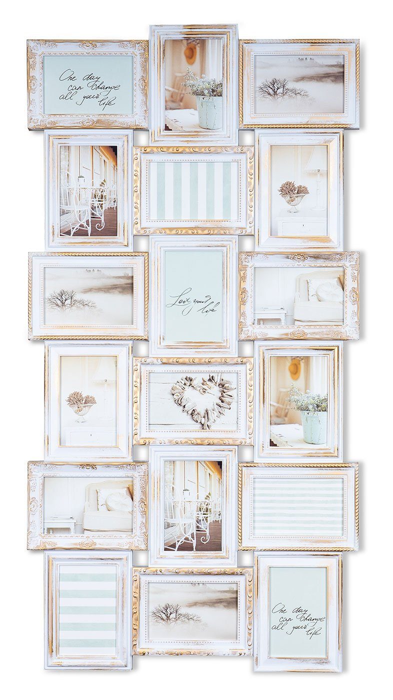 Levandeo® Bilderrahmen Collage, Bilderrahmen weiß gold