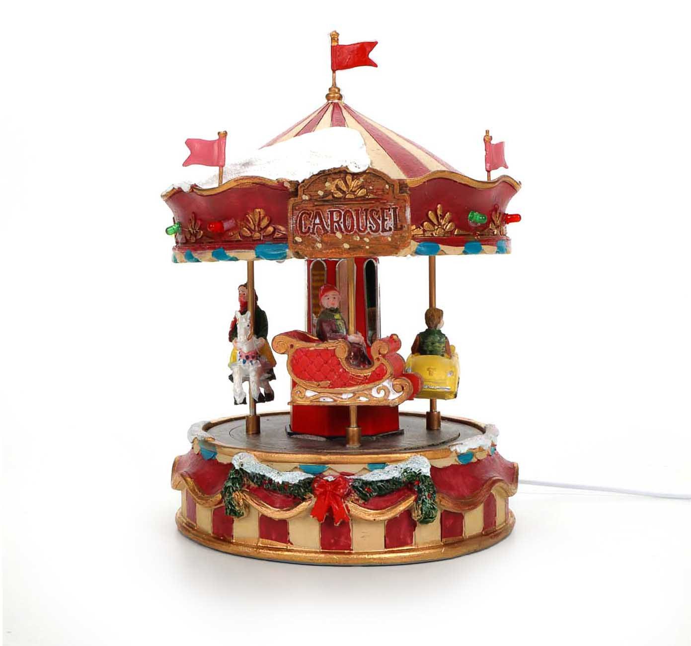 LuVille Weihnachtsdorf Weihnachtskarussell, Drehendes Jahrmarktkarussell mit