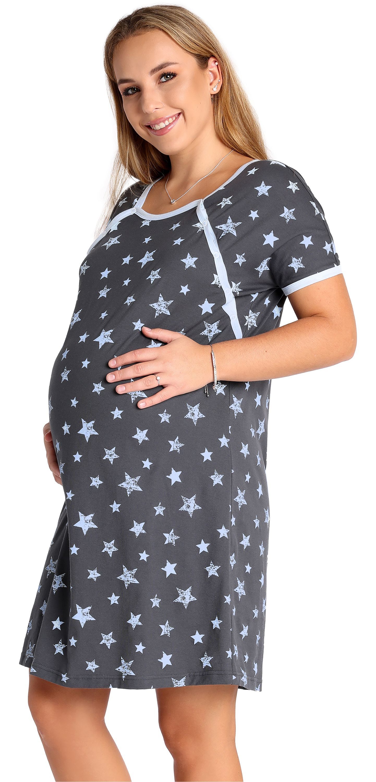 Be Mammy Umstandsnachthemd Damen Nachtkleid Umstandsmode