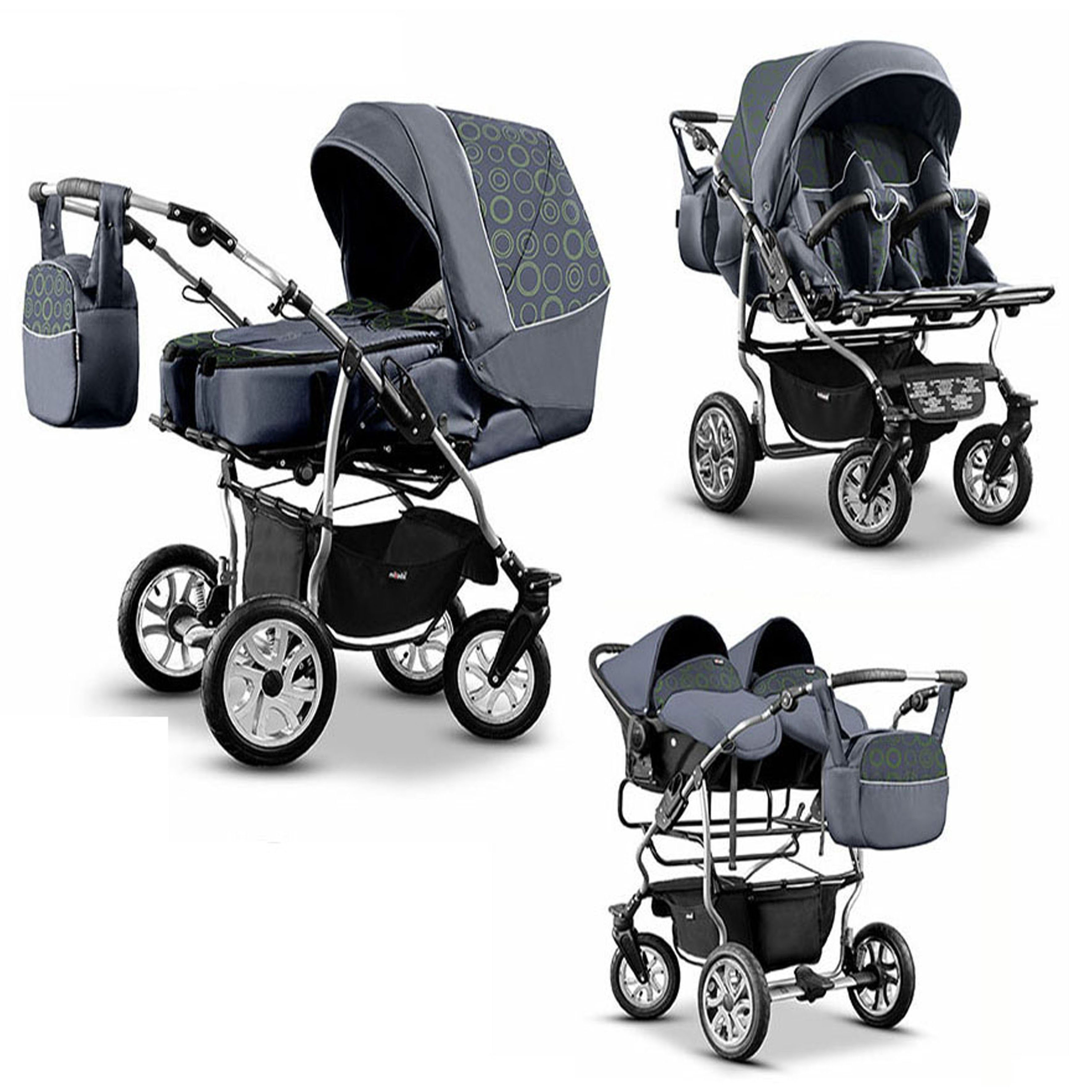 BabyMerc Zwillings-Kombikinderwagen City Twin 4 in