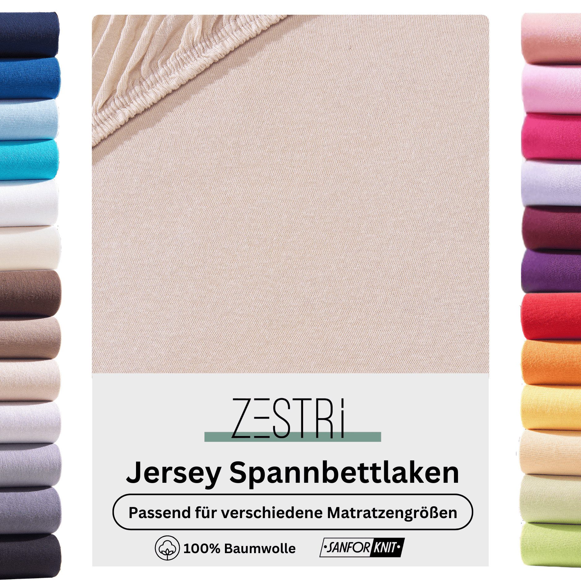 Zestri Spannbettlaken Jersey für normale Matratzen,