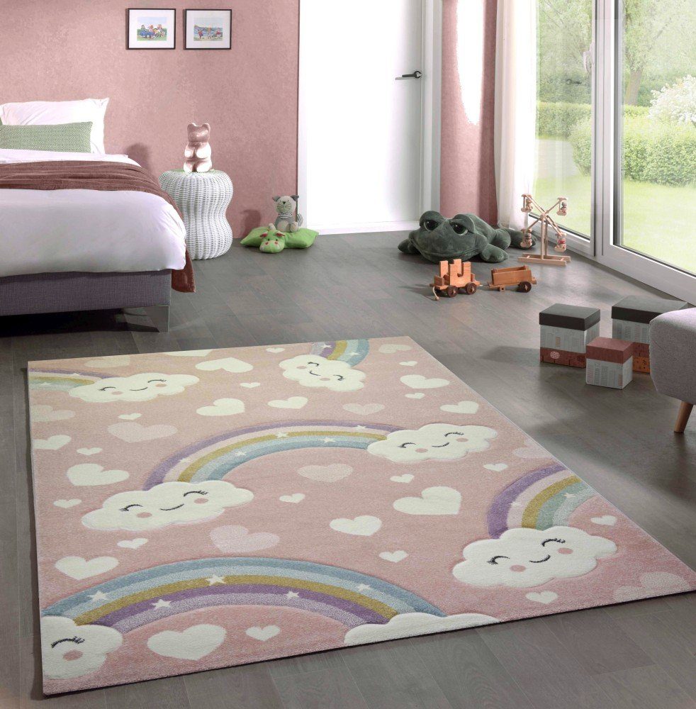 Carpetia Kinderteppich Kinderteppich Kinderzimmer Babyteppich Regenbogen