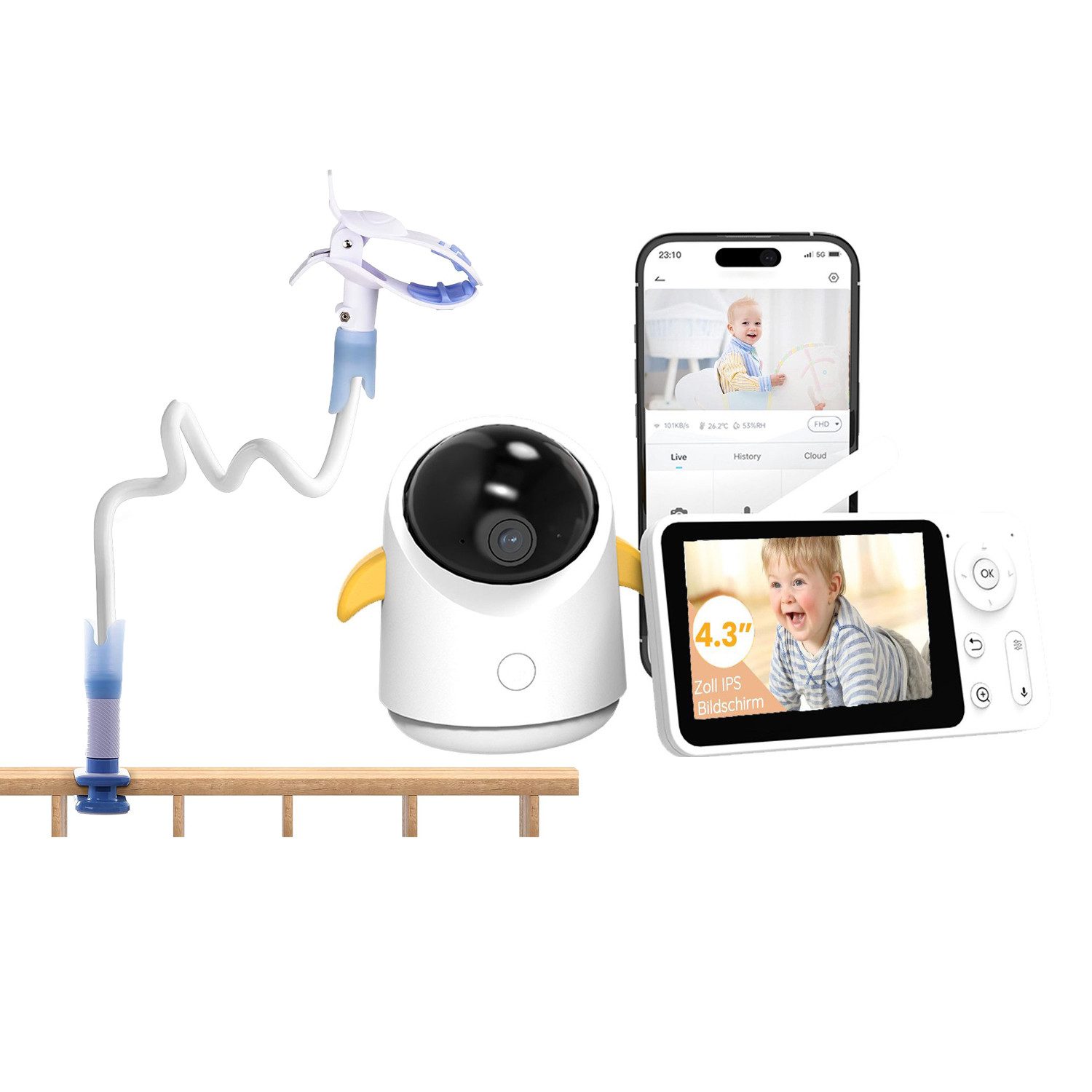 Boifun Video-Babyphone 1080P Babyphone mit Kamera
