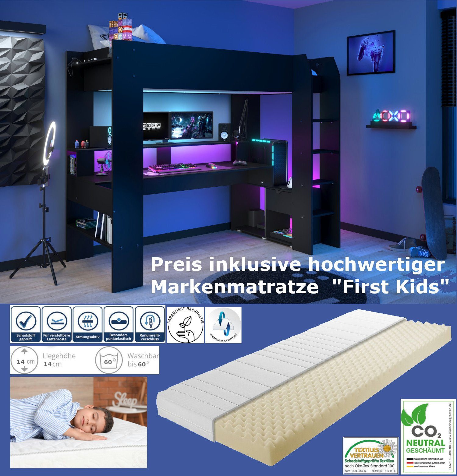 Parisot Hochbett Gaming Hochbett 'Online 1'