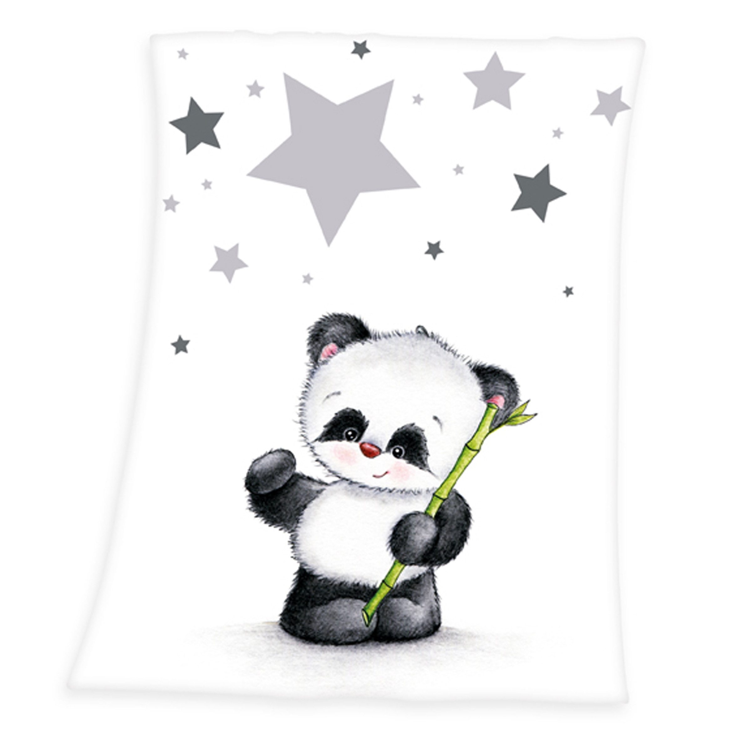 Babydecke Panda Microfaserflausch-Decke 75/100 cm Kuscheldecke,
