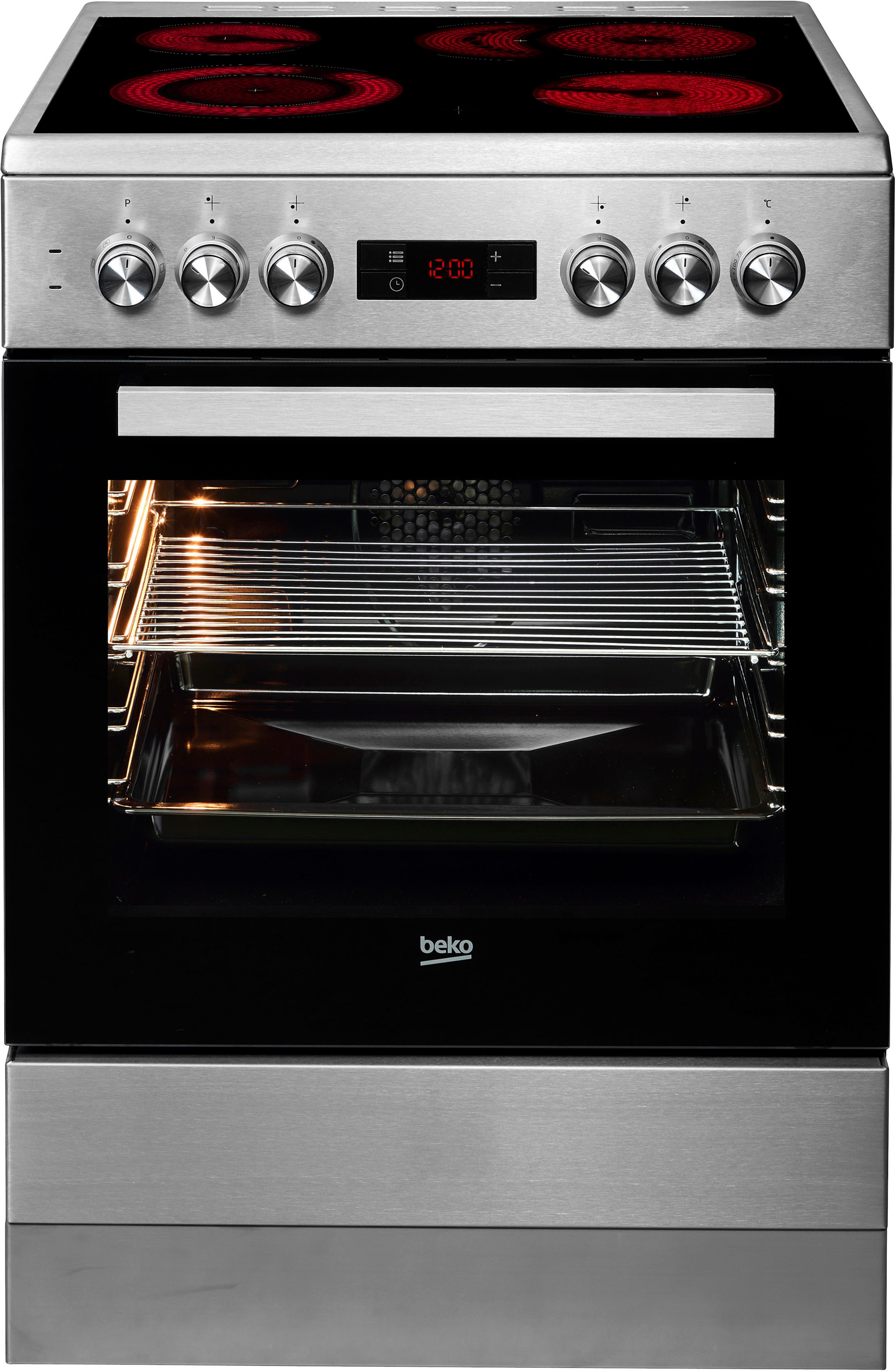 BEKO Elektro-Standherd FSM67320G, mit Teleskopauszug nachrüstbar,