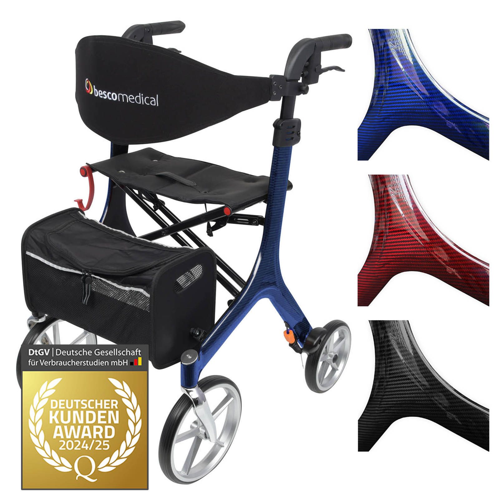 bescomedical Rollator CARBON S, Leichtgewicht-Gehhilfe -