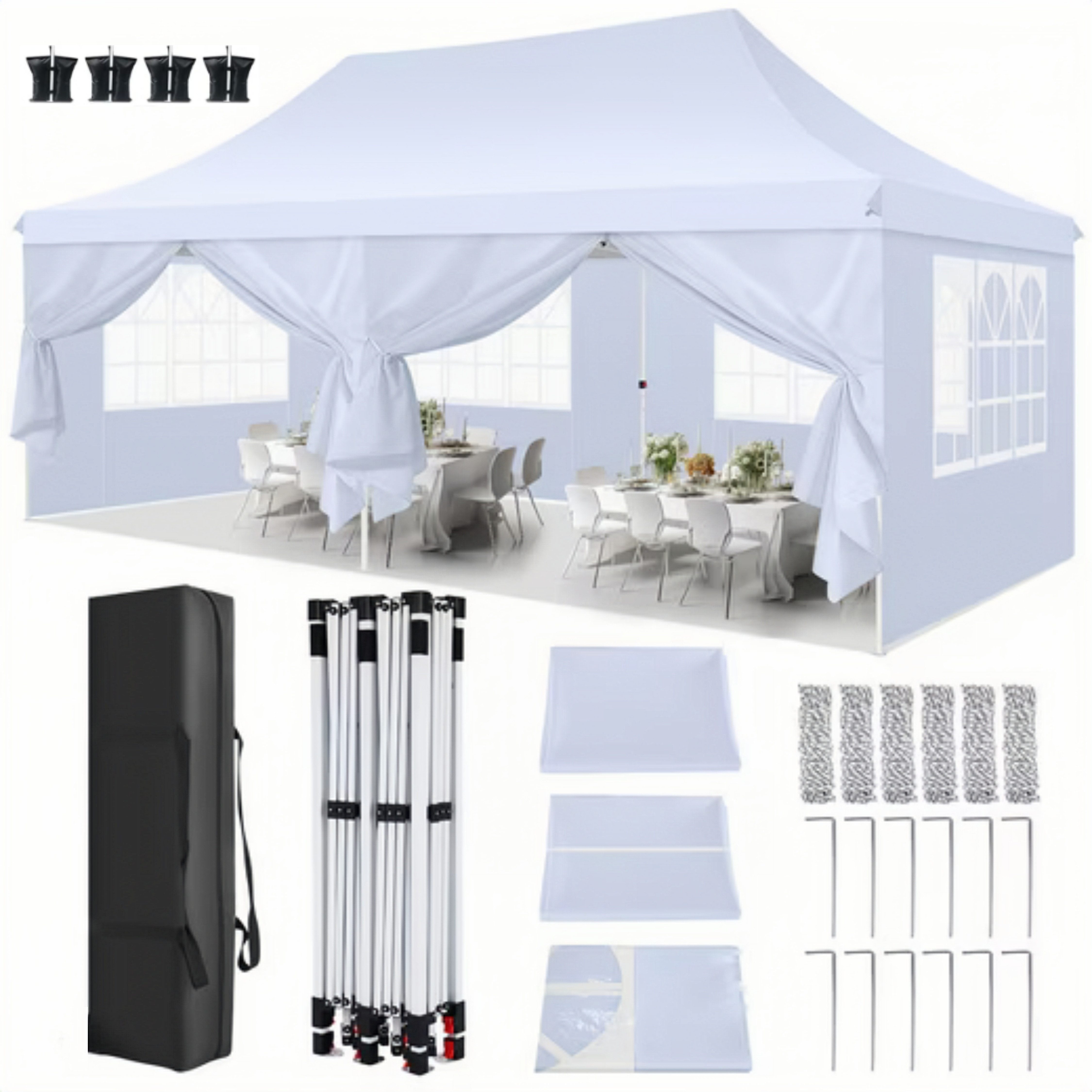 LUCKZON Pavillon 3x6m Pavillon Wasserdicht, UV-Schutz,