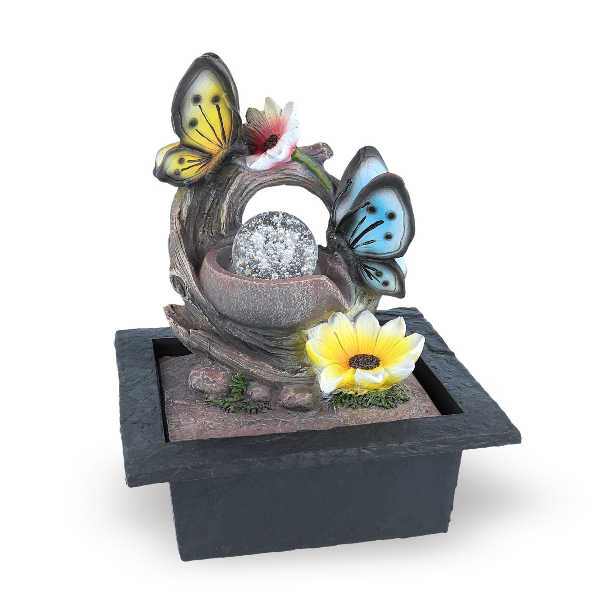 Lemodo Zimmerbrunnen Motiv-Tischbrunnen mit Pumpe und