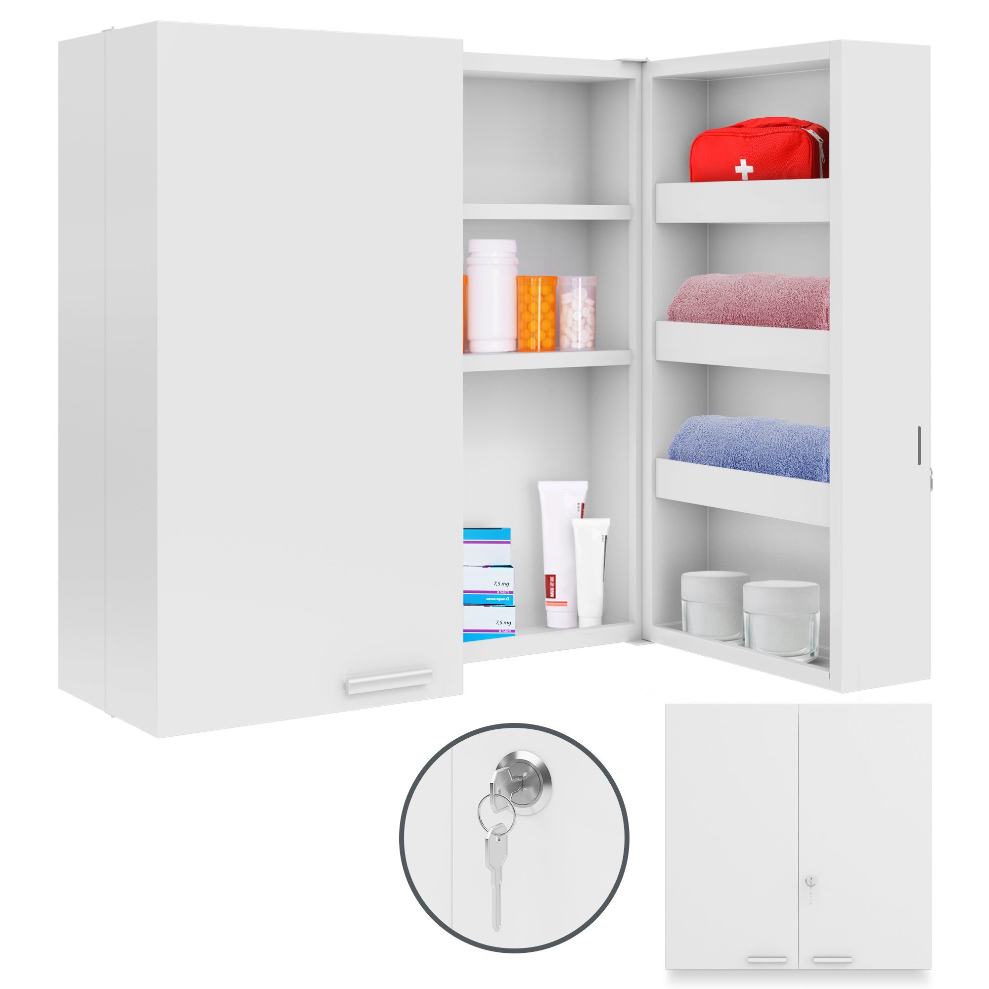 Jago Medizinschrank Medizinschrank Abschließbar XXL Hausapotheke