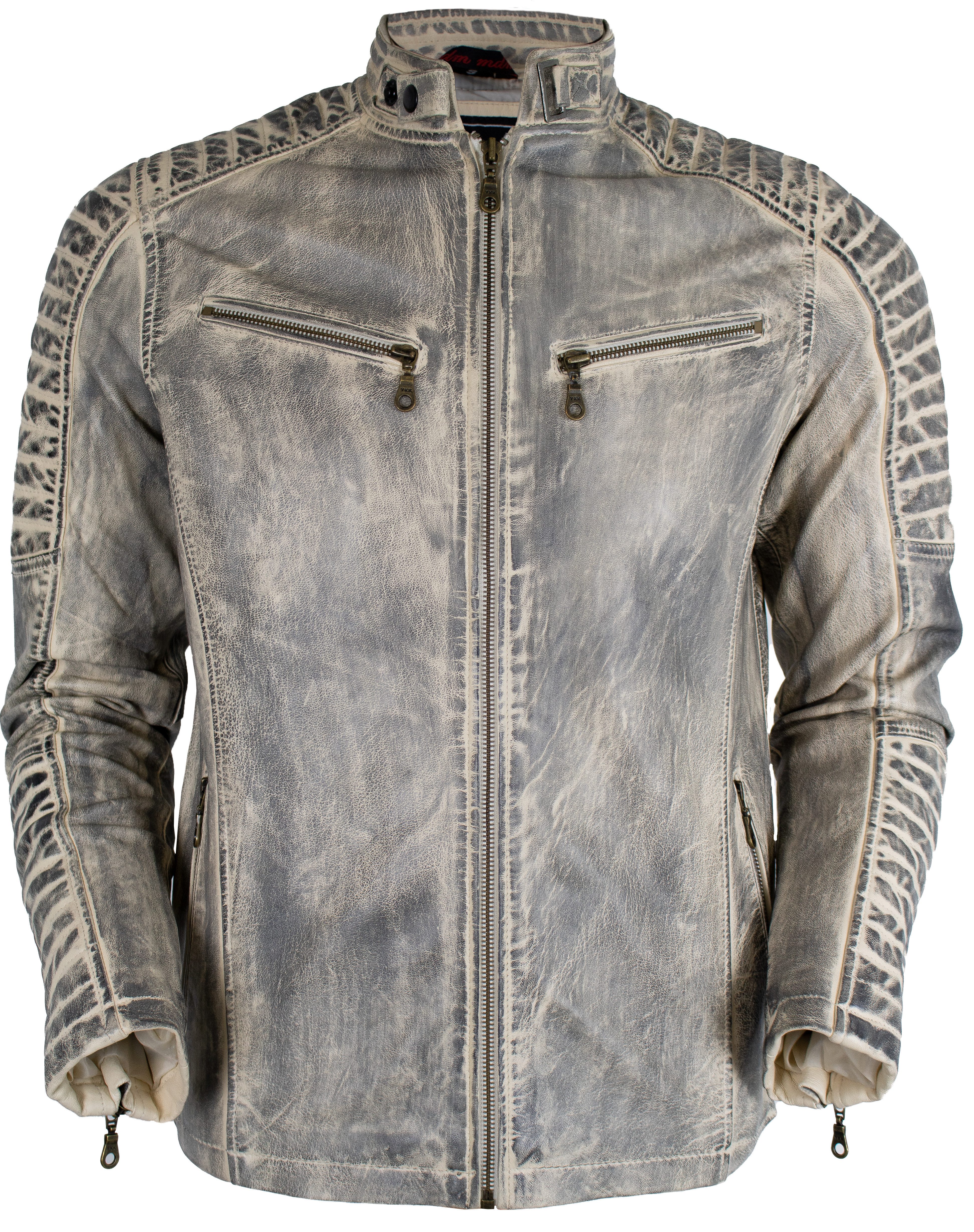 MDM Bikerjacke Herren Lamm Nappa Lederjacke
