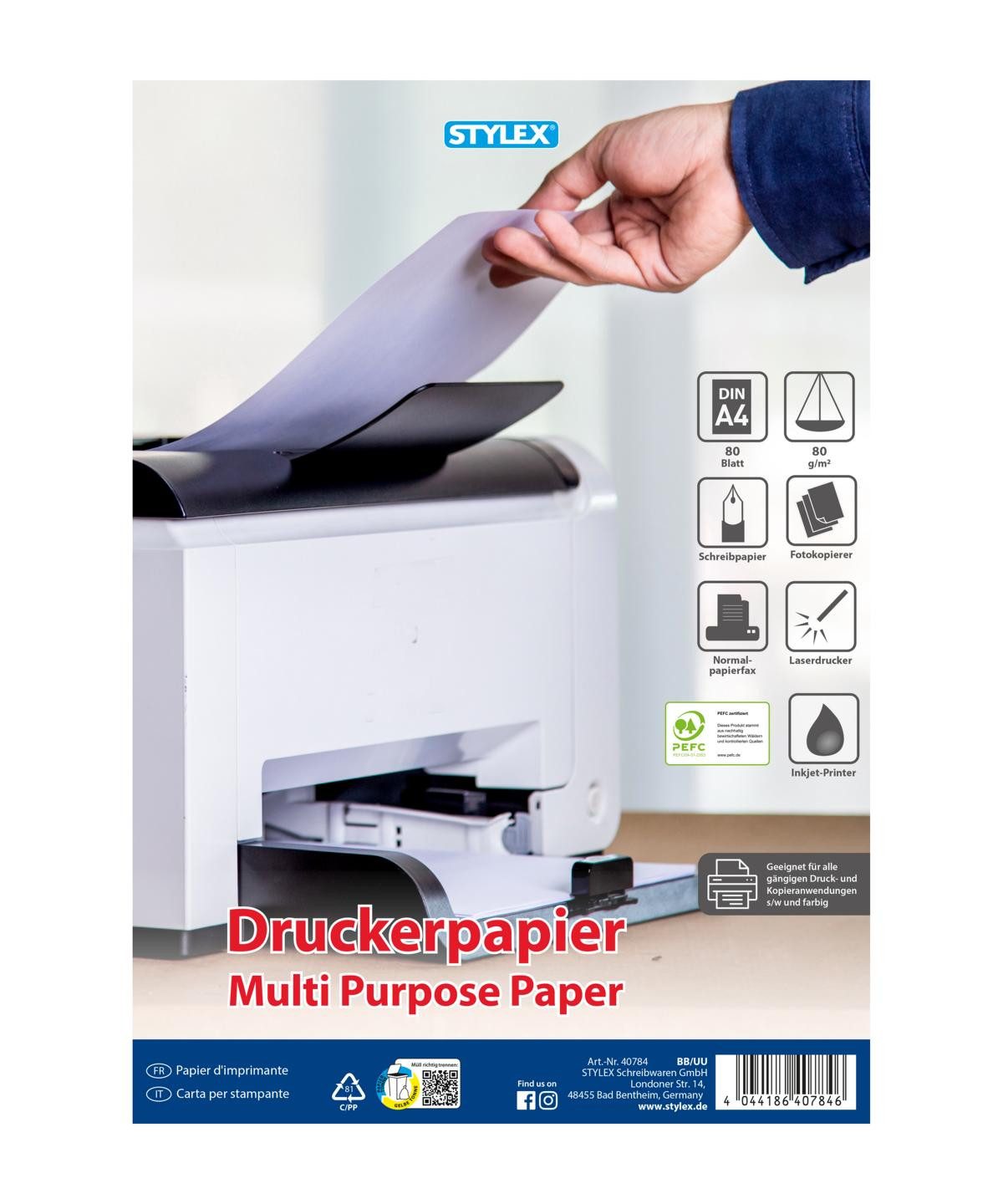 Stylex Schreibwaren Kopierpapier 80 Blatt Druckerpapier