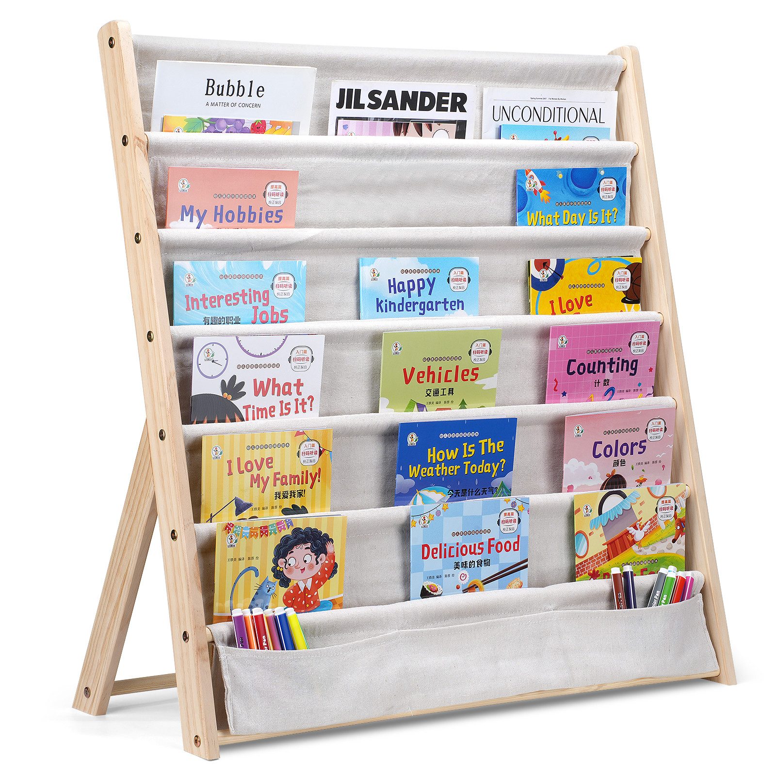 NUODWELL Bücherregal 6-Stöckige Kinder Bücherregal, Kleinkind
