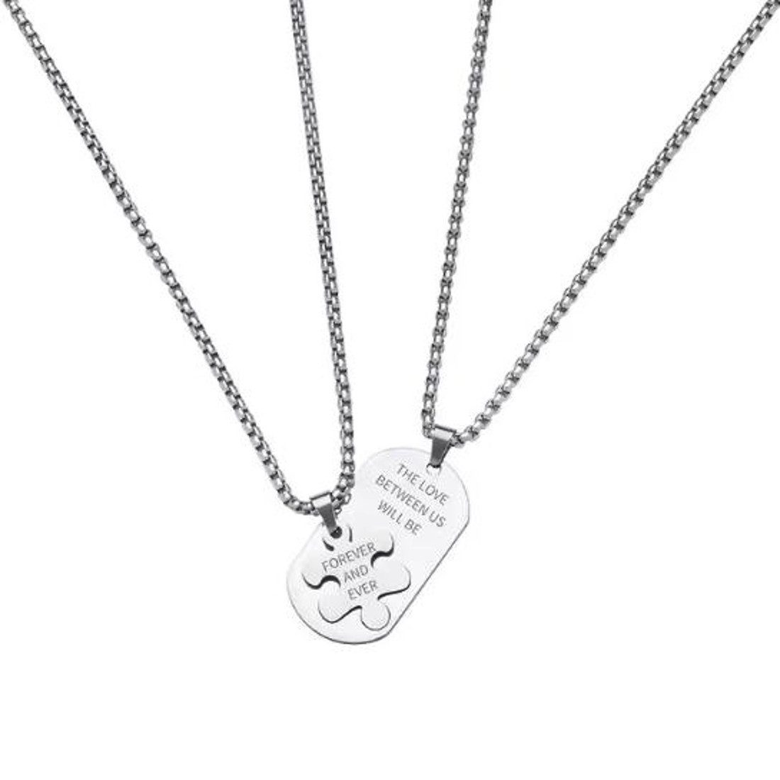 KARMA Freundschaftskette Partnerketten Puzzle Silber Paarschmuck