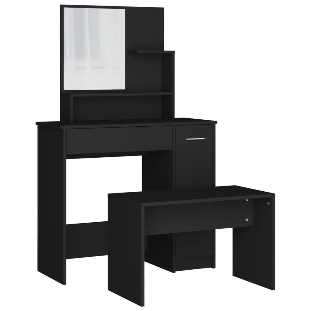 vidaXL Schminktisch Schminktisch-Set Schwarz 86,5x35x136 cm