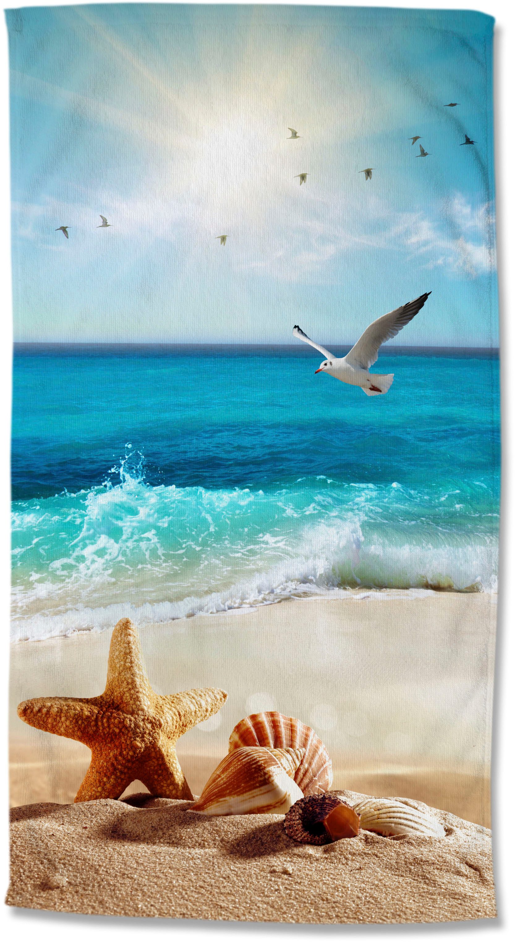 good morning Strandtuch Sealife, Velours (Packung,