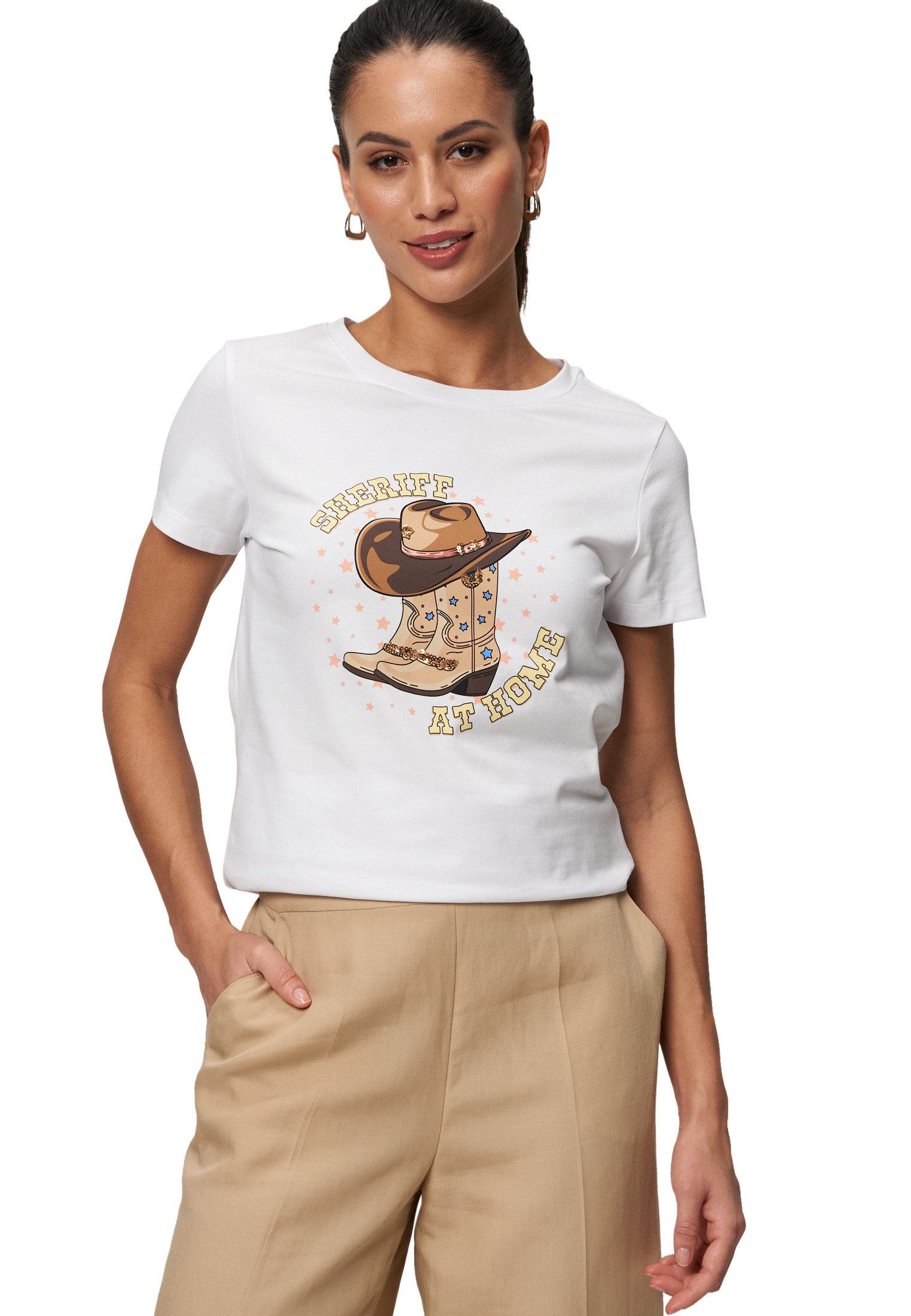 Zero Kurzarmshirt zero Shirt mit Cowboy-Print