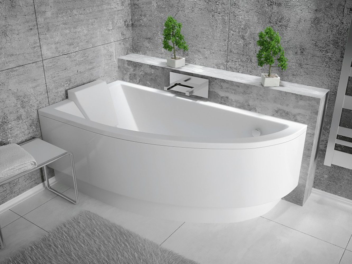KOLMAN Badewanne Eckbadewanne Praktika 140x70, (Links/Rechts),