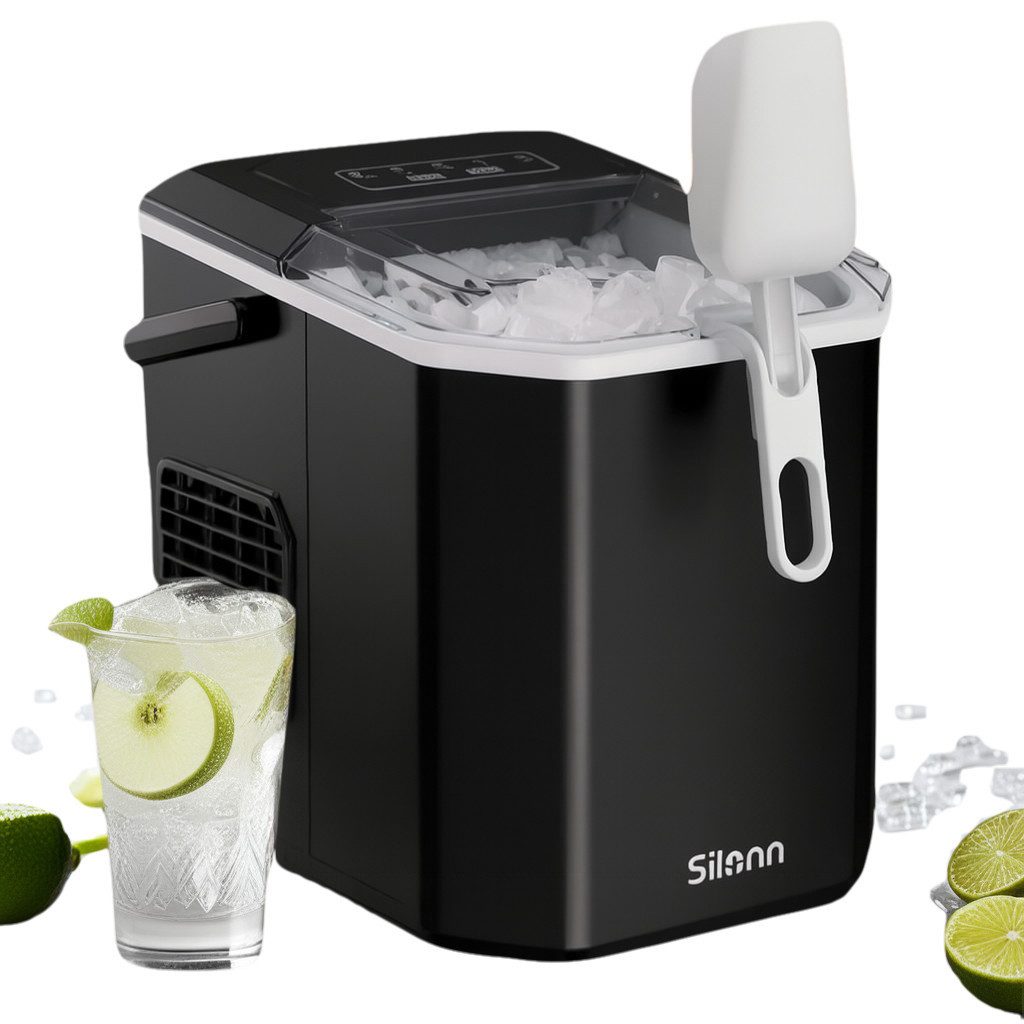Silonn Eiswürfelmaschine Energiesparend,Tragbar,6-Minuten-Schnellstart (9 Würfel), 12kg/24h,