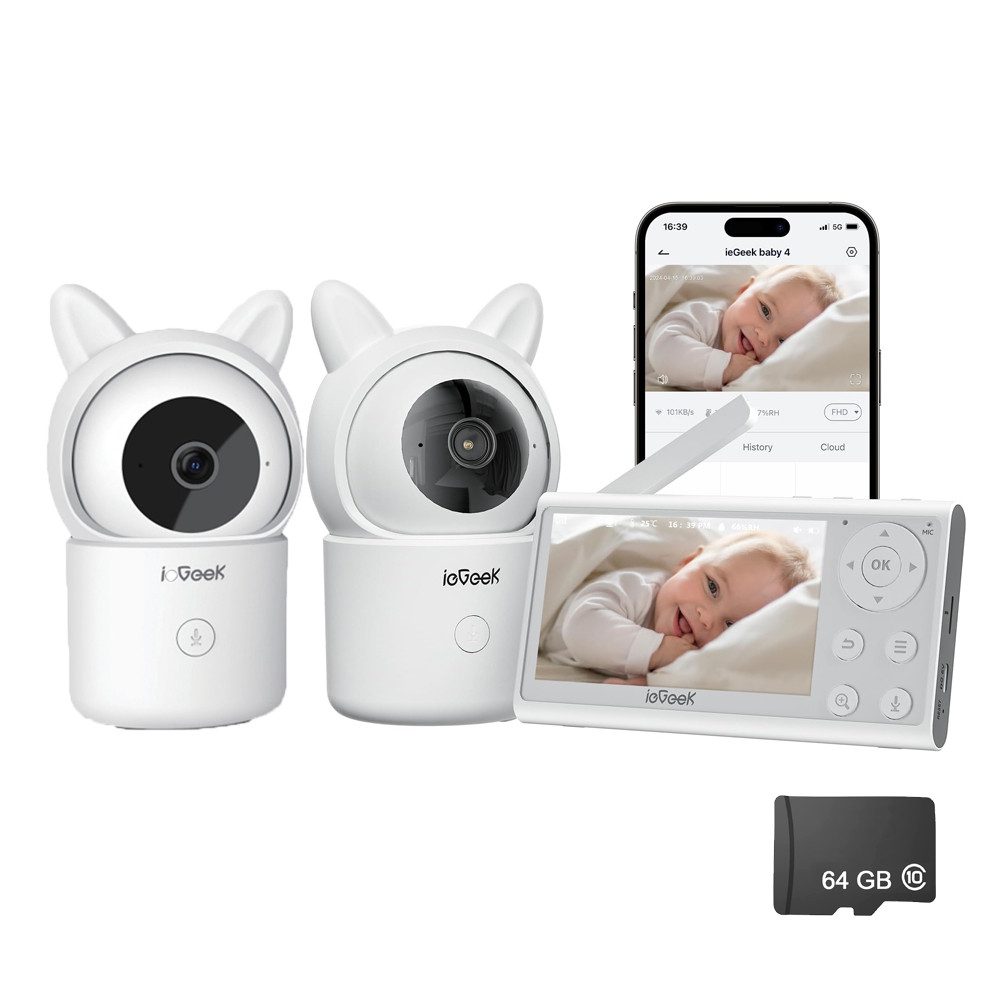 ieGeek Video-Babyphone Babyphone mit 2 Kameras