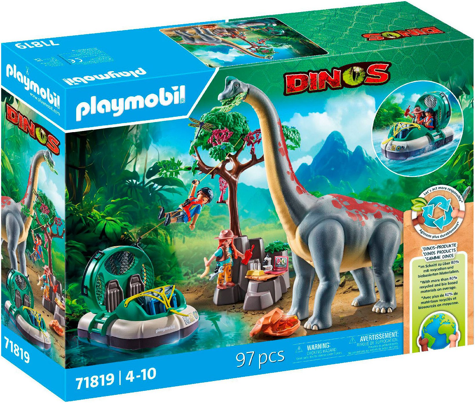 Playmobil® Brachiosaurus-Begegnung mit Luftkissenboot (71819), Playmobil