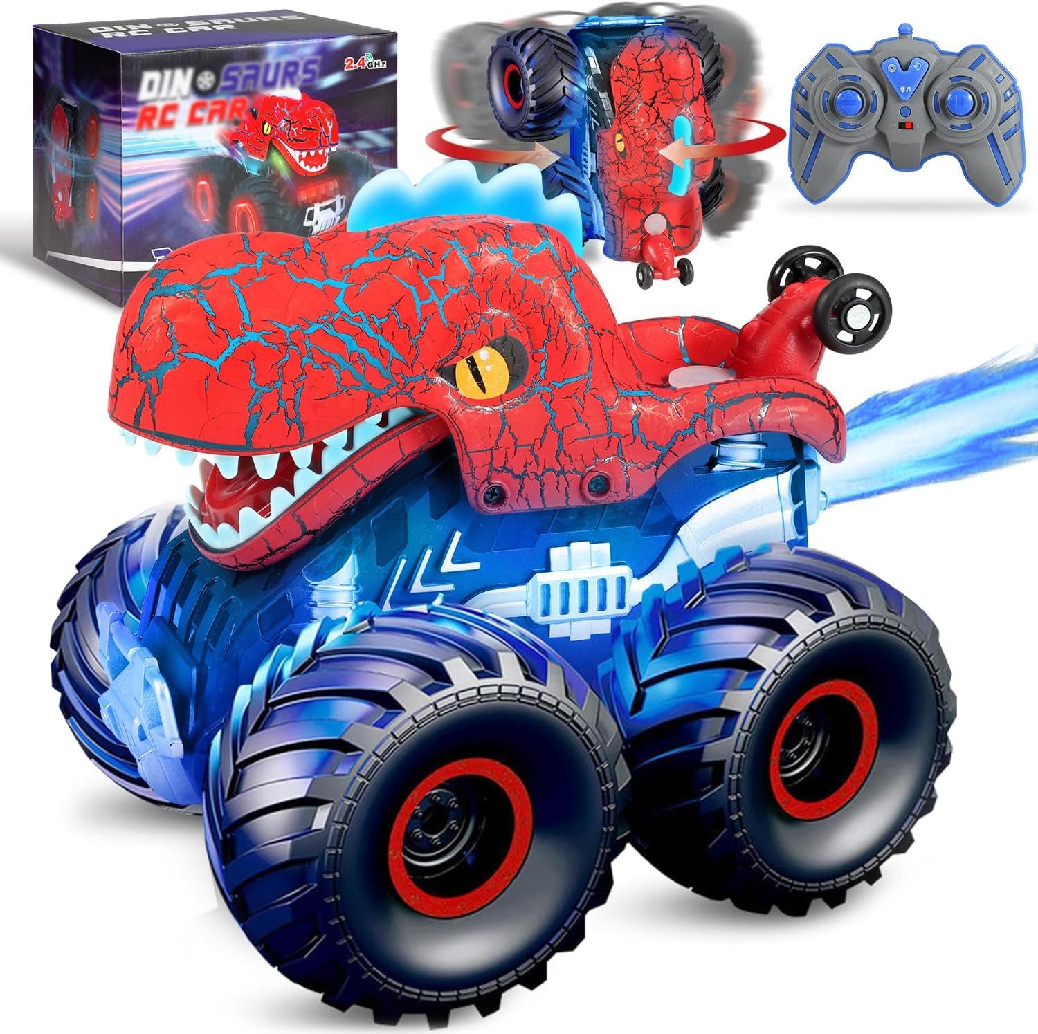 POPOLIC RC-Auto Ferngesteuertes Dinosaurier Monstertruck Spielzeug,2,4GHz