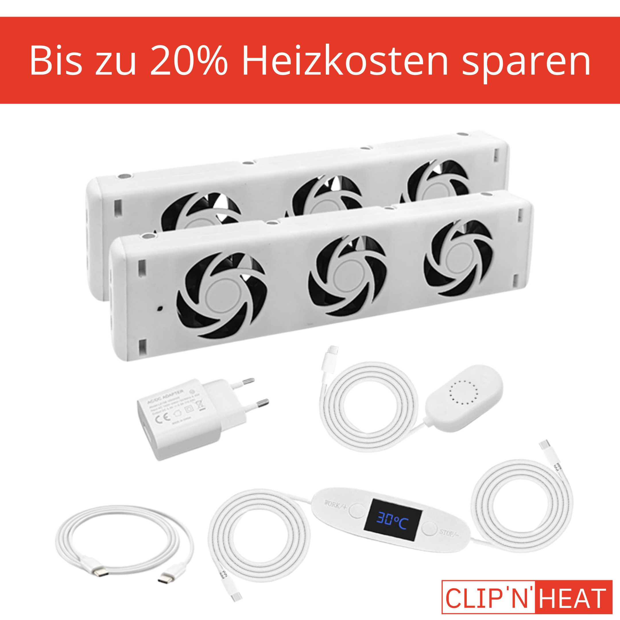 CLIP`N`SHADE Heizkörperventilator Double Set mit 2x