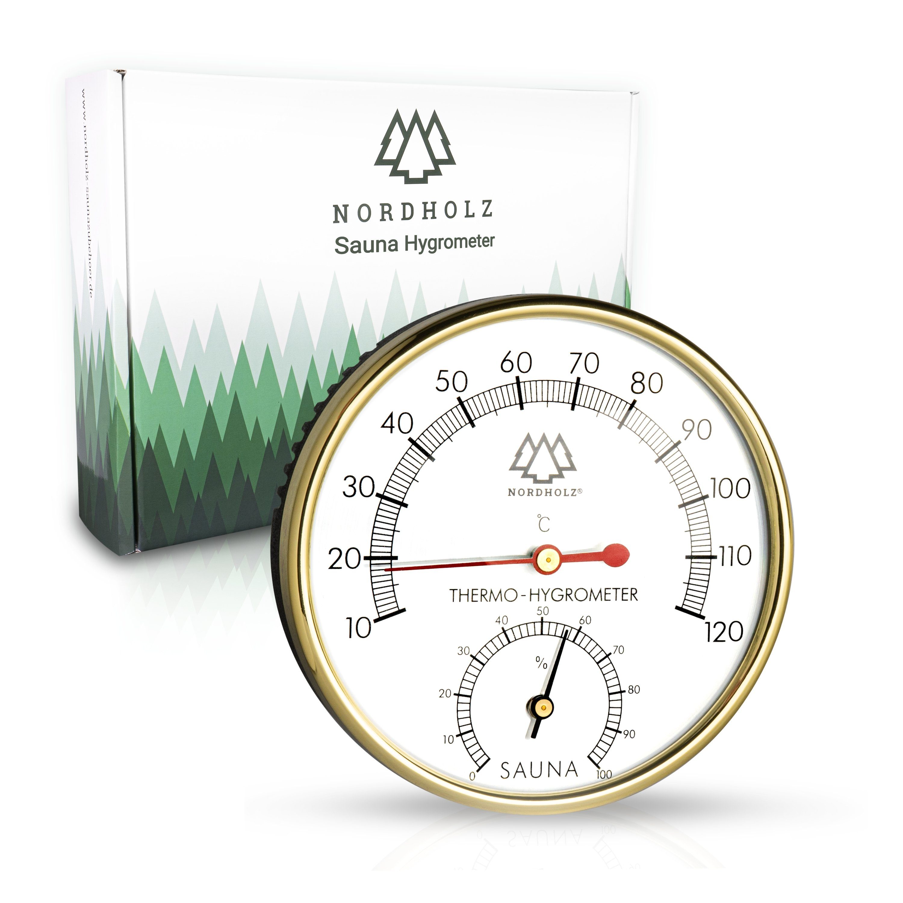 NORDHOLZ Raumthermometer Sauna Thermometer Hygrometer, 2in1