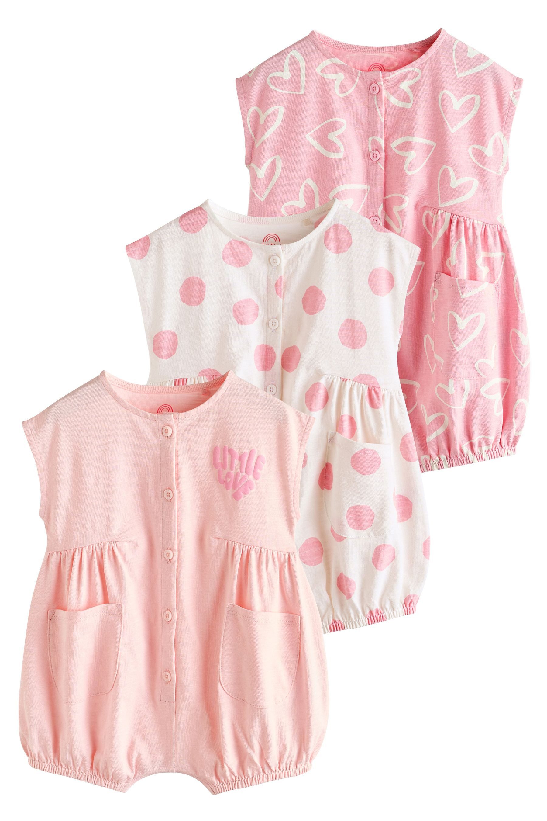 Next Strampler 3er-Pack Baby-Strampler, Herz (3-tlg)