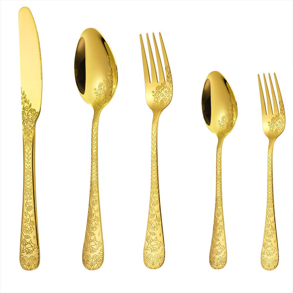 KingLux Besteck-Set 40teilig Gold Essbesteck Set