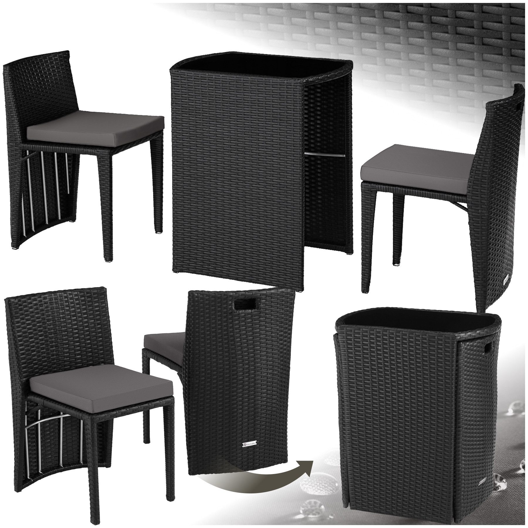 tectake Sitzgruppe Rattanset, (Set., 3-tlg), Robustes