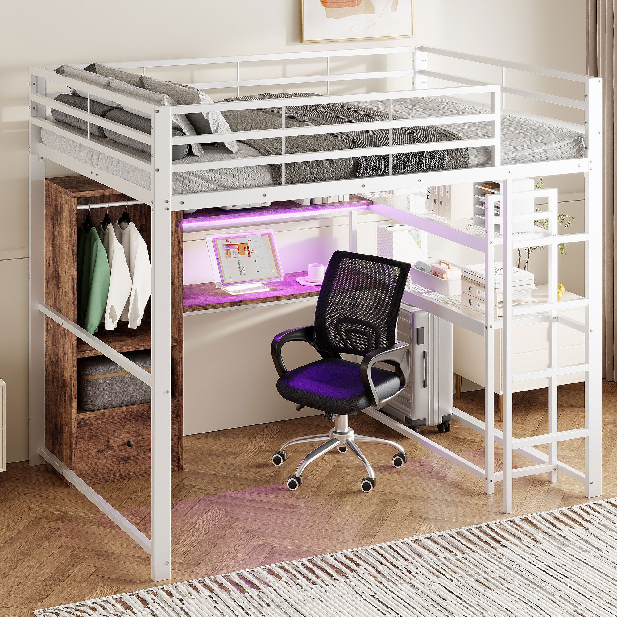 TavilaEcon Hochbett Kinder-Hochbett mit integrierter Schubladen
