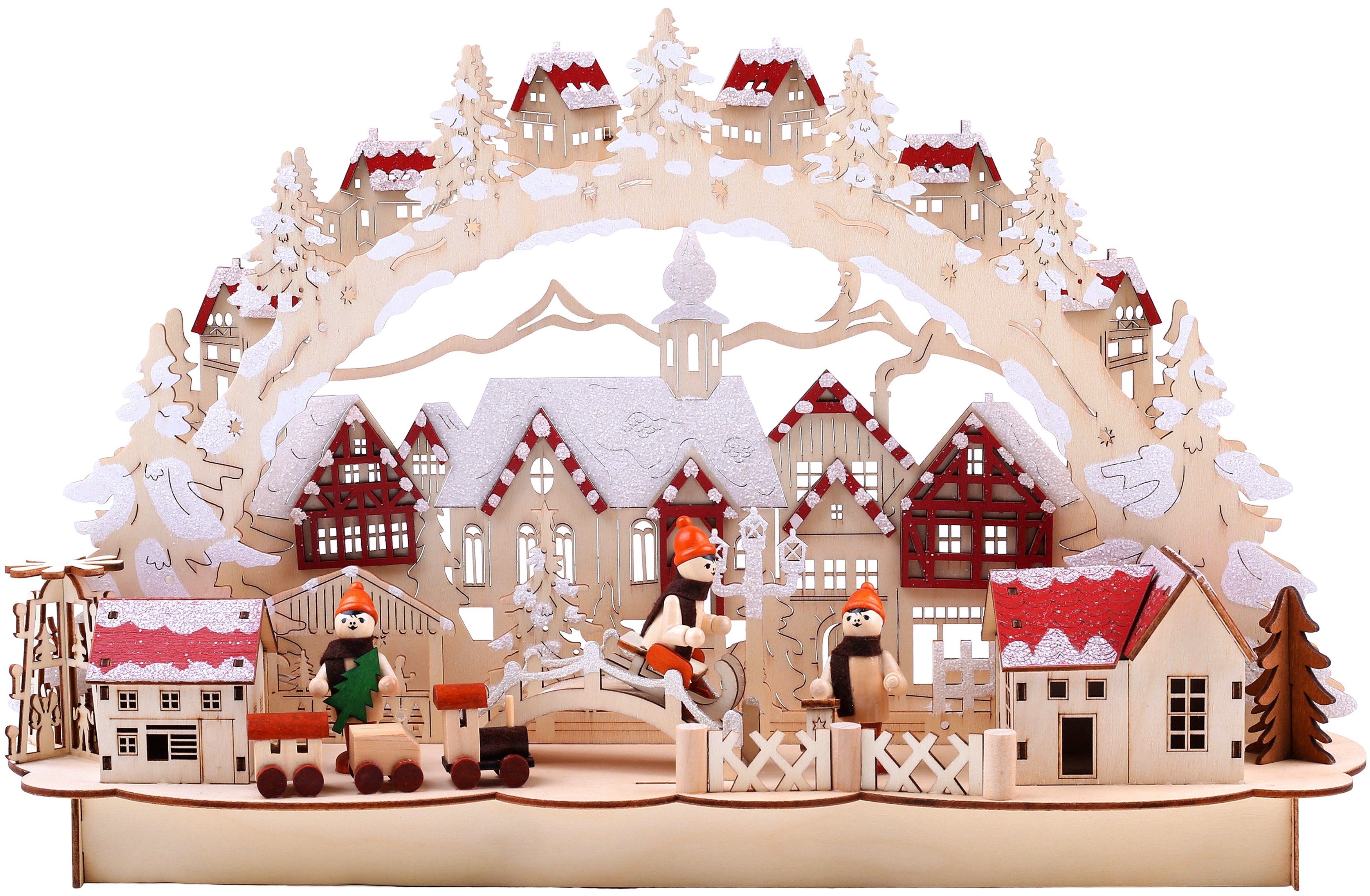 BRUBAKER LED Lichterbogen Schwibbogen - Winterlandschaft