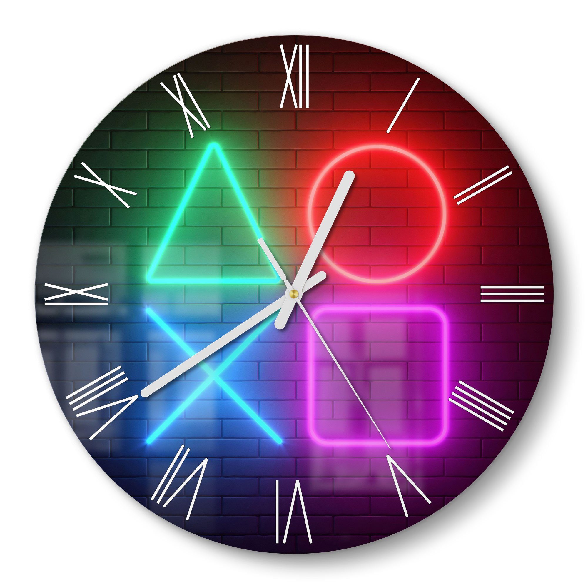 DEQORI Wanduhr 'Playstation Elemente' (Glas Glasuhr