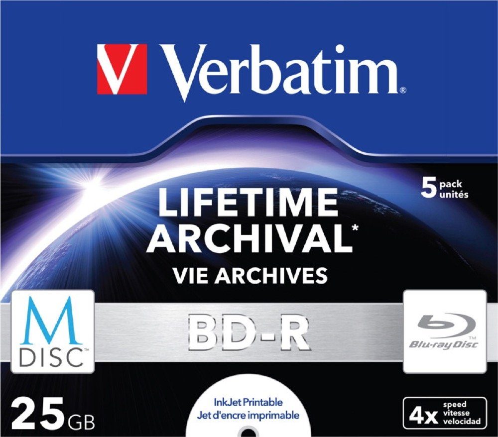 Verbatim Blu-ray-Rohling 5 Rohlinge M-Disc BD-R