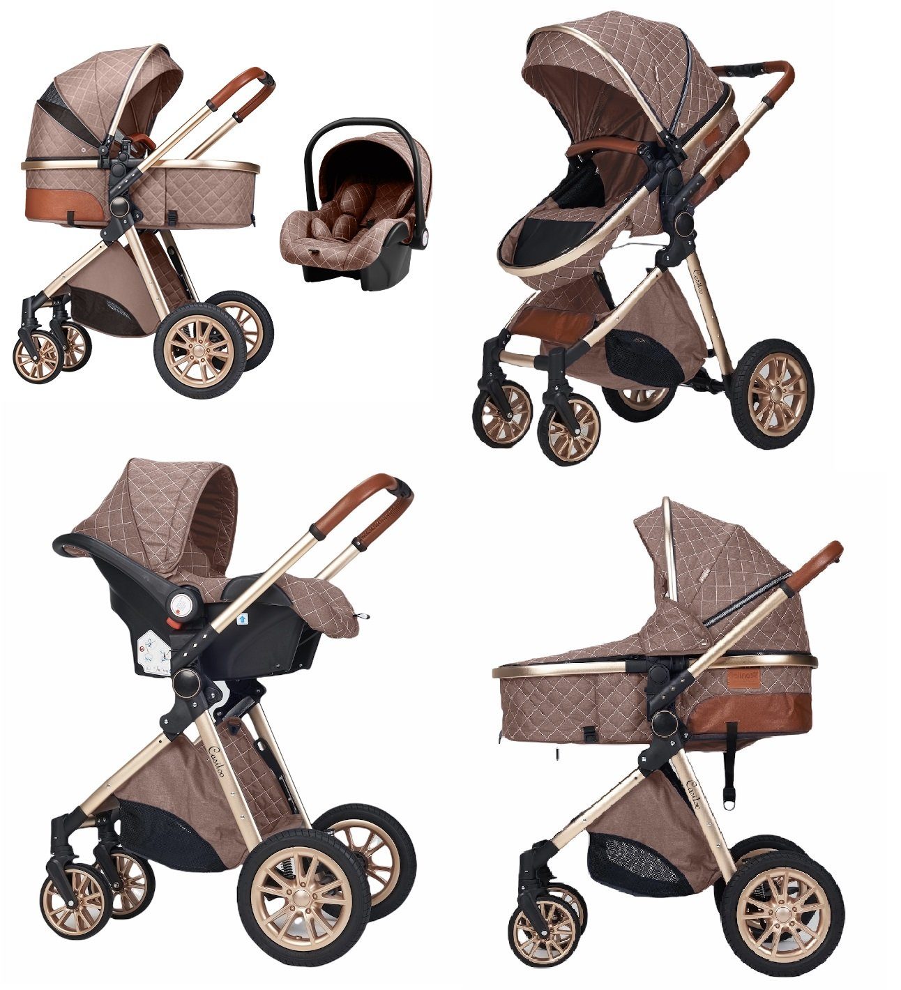 Casiloo® Kombi-Kinderwagen 3in1 Kombikinderwagen Kinderwagen Babywanne