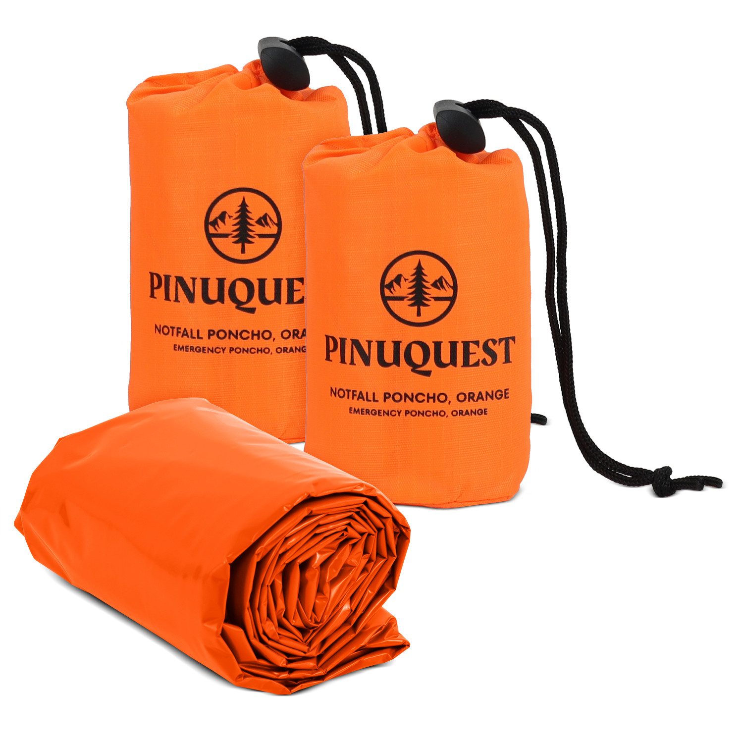 PINUQUEST Regenponcho Notfall-Poncho 26 µm signalorange
